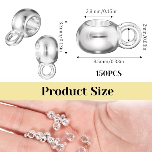 150 Pcs Links Bail Beads for Jewelry Making, Alloy Column Spacer Beads,