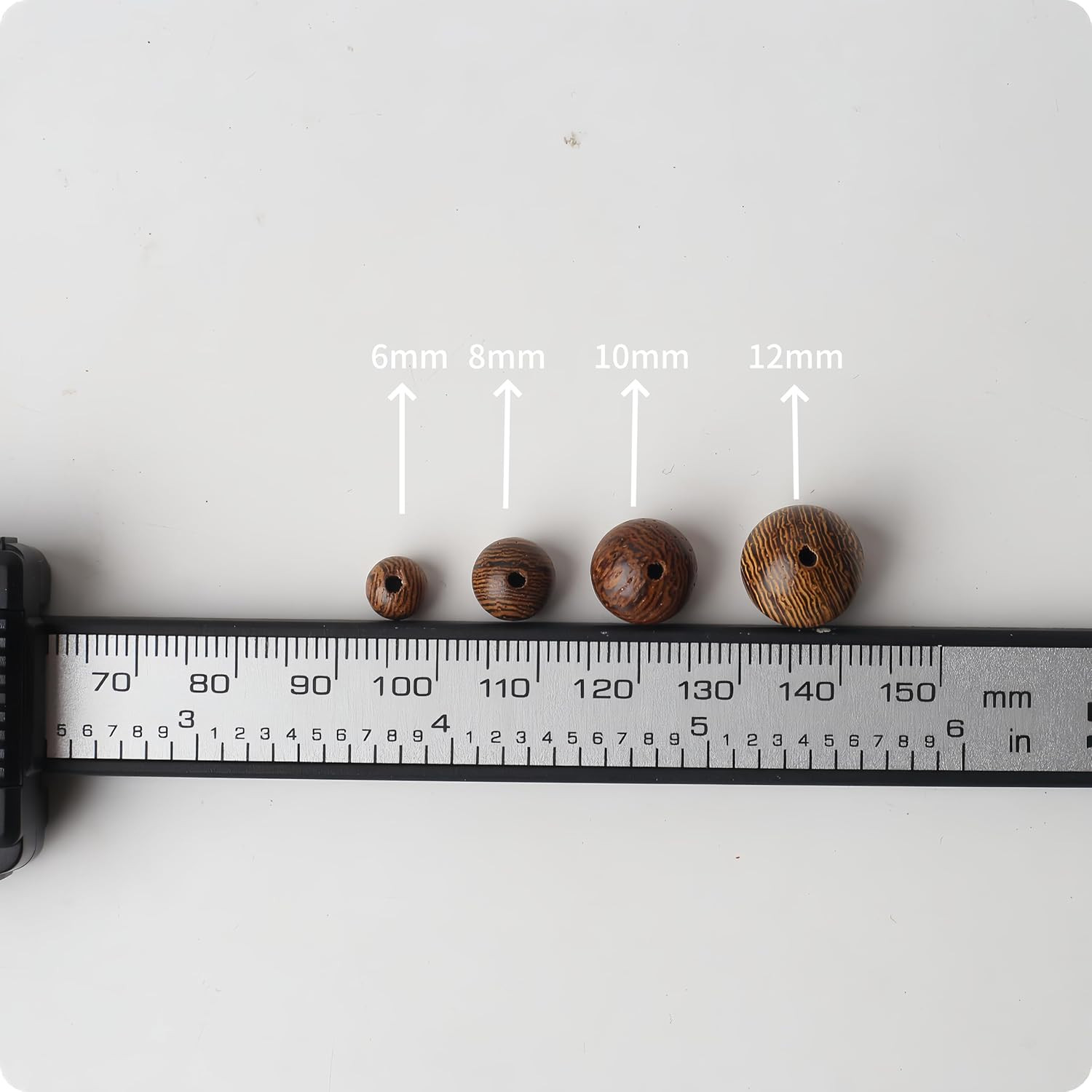 150PCS 12mm Dark Brown Wooden Beads Undyed Natural Stripe Round Wood Beads Bulk