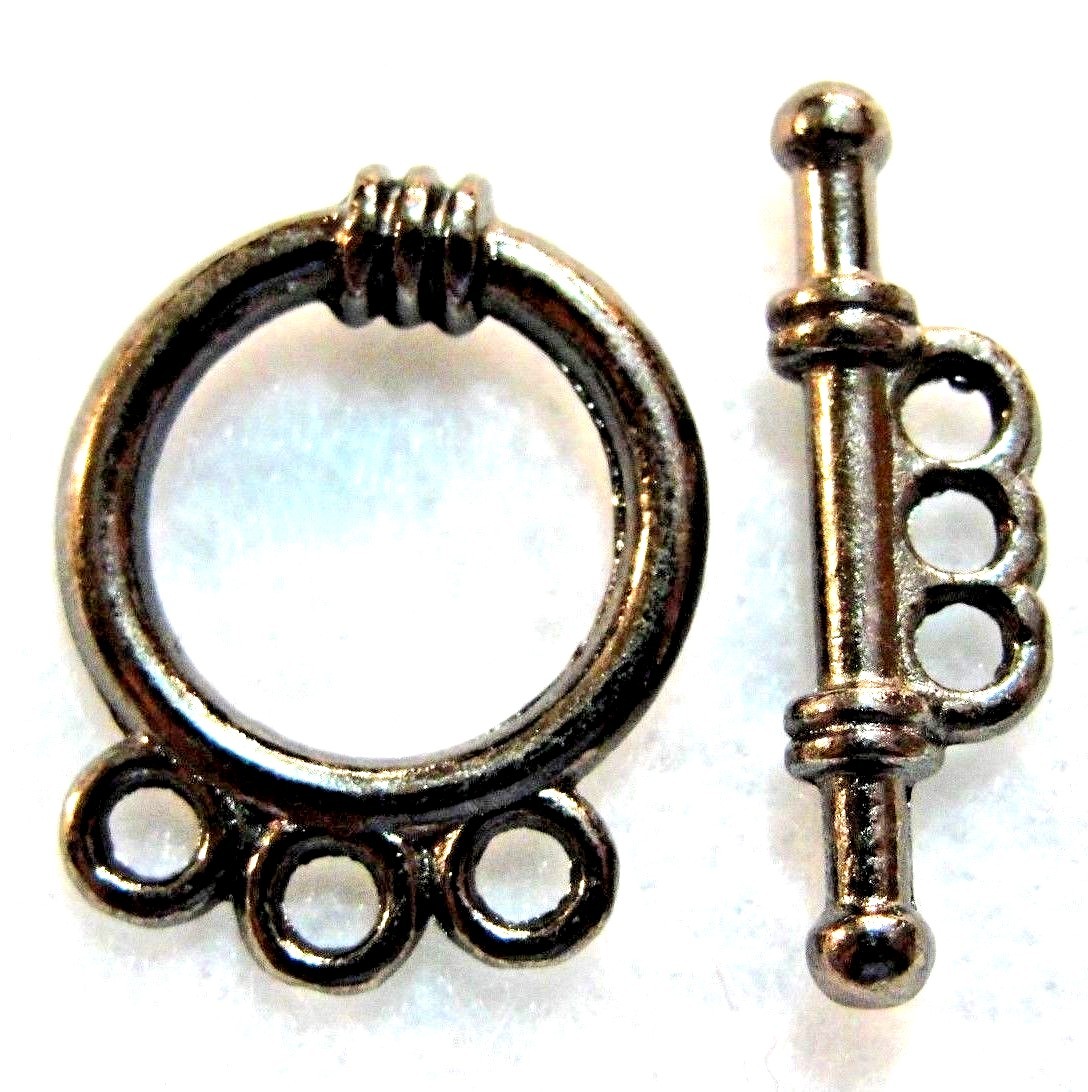 50Sets WHOLESALE Shinny Black Smooth 3 Strand Toggle Clasps Tibetan Hooks Q0735