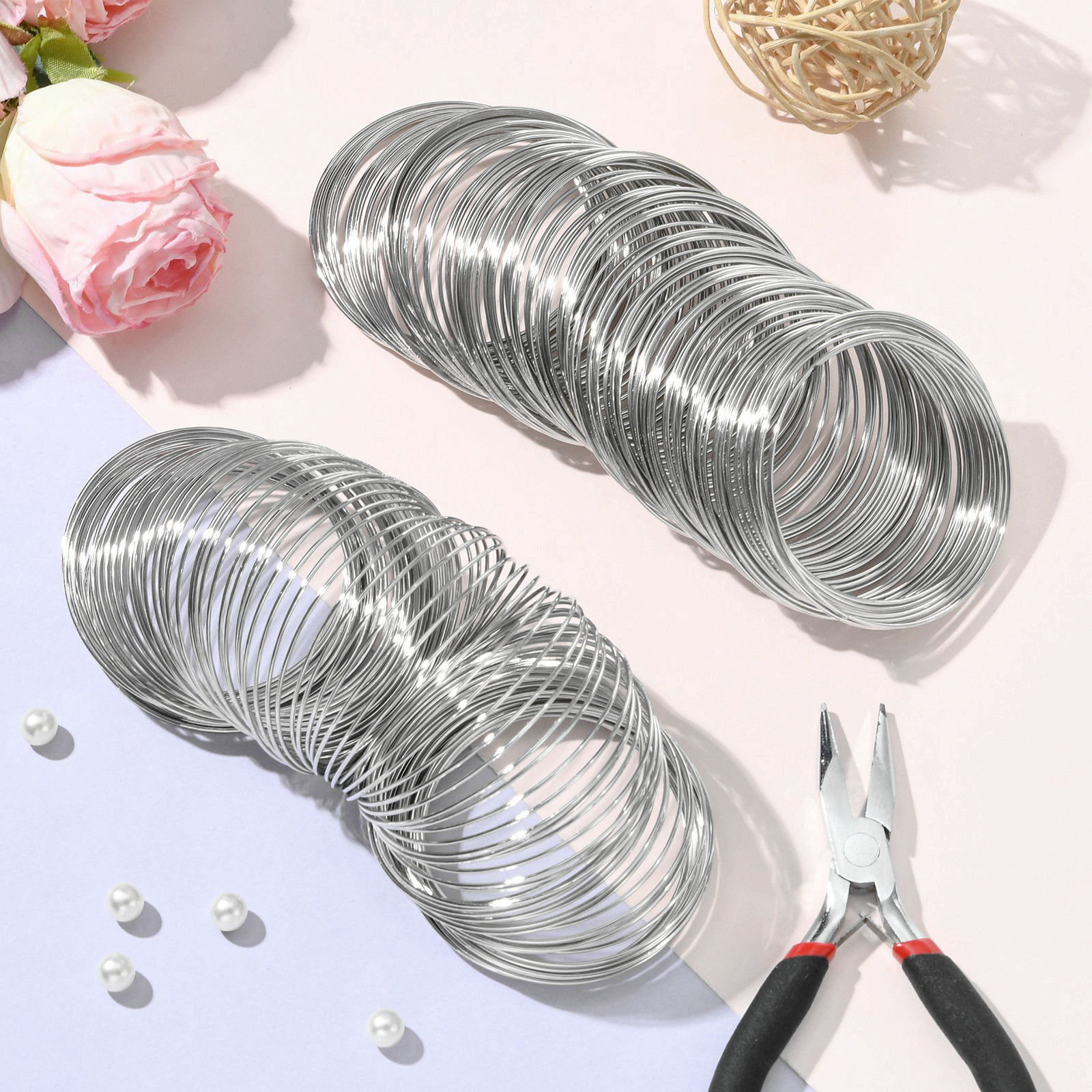 1000g Platinum Steel Memory Wire for Wrap Bracelets Making Finding 18/20/22Gauge