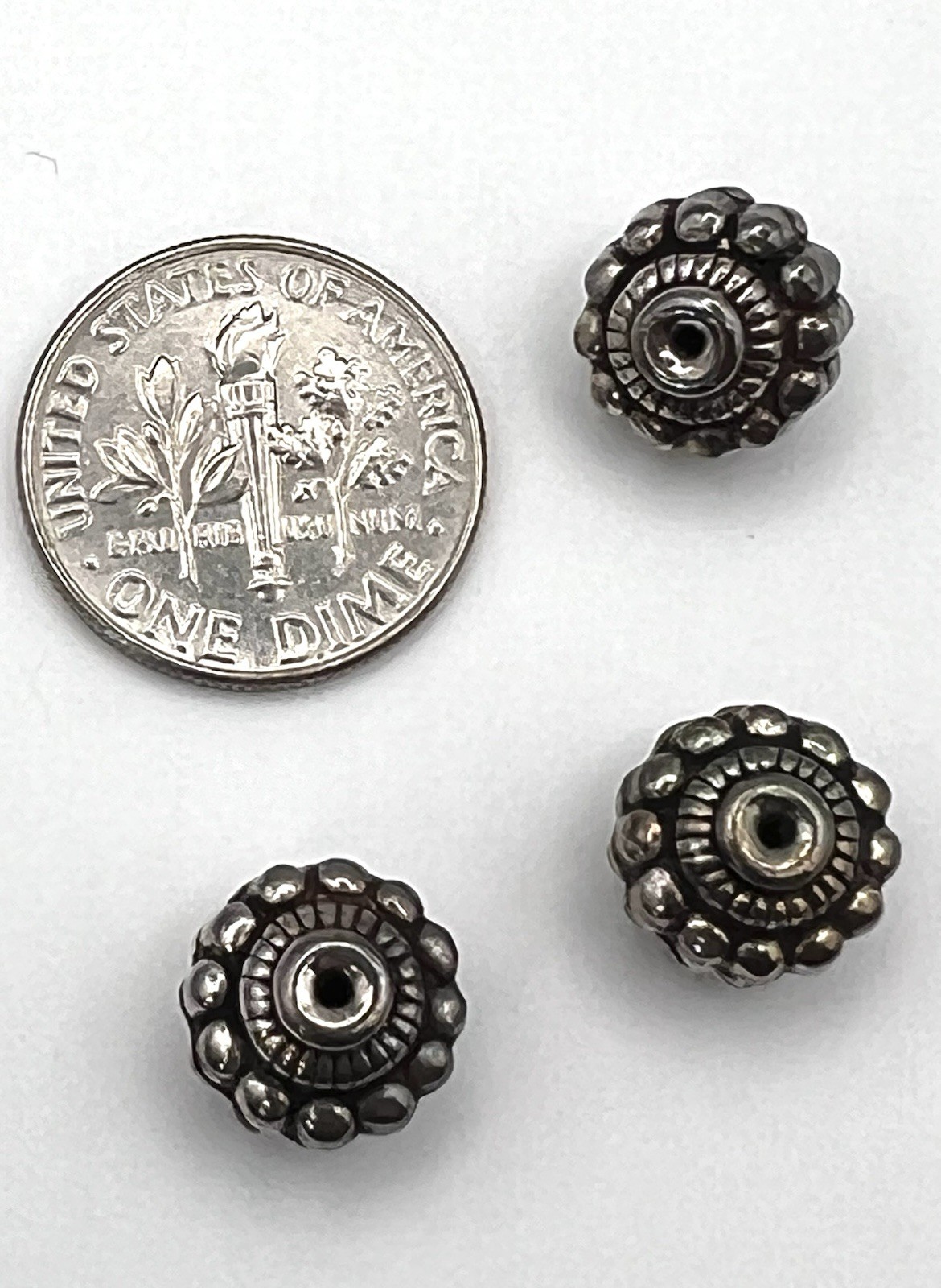 3 Sterling Silver Small Oxidized Bali Spacer Beads 9.5mm – SS112