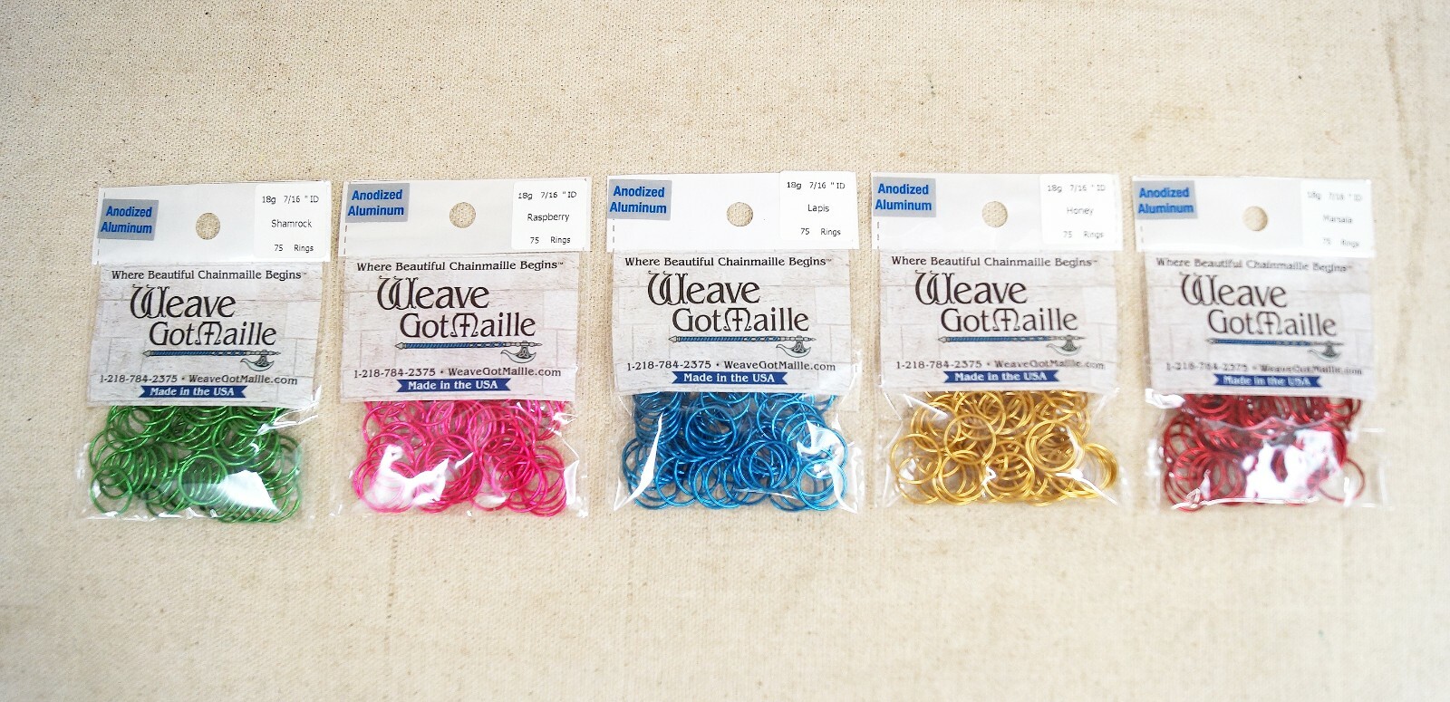 NEW ANODIZED ALUMINUM CHAINMAILLE RINGS, 18GA 5 COLORS