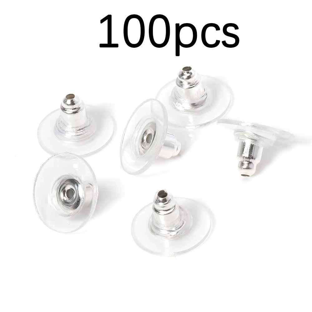 10 Bullet Clutch Earring Backs Ear Pads Clear Findings 12mm Safety Stoppers Gold