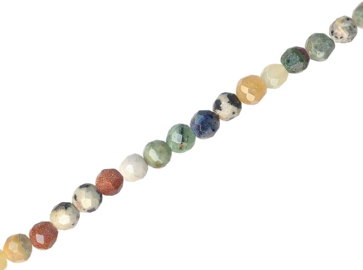 1 Strand(92-112) Mixed Gemstones 4mm Faceted Round Beads with 0.5-1mm Hole *