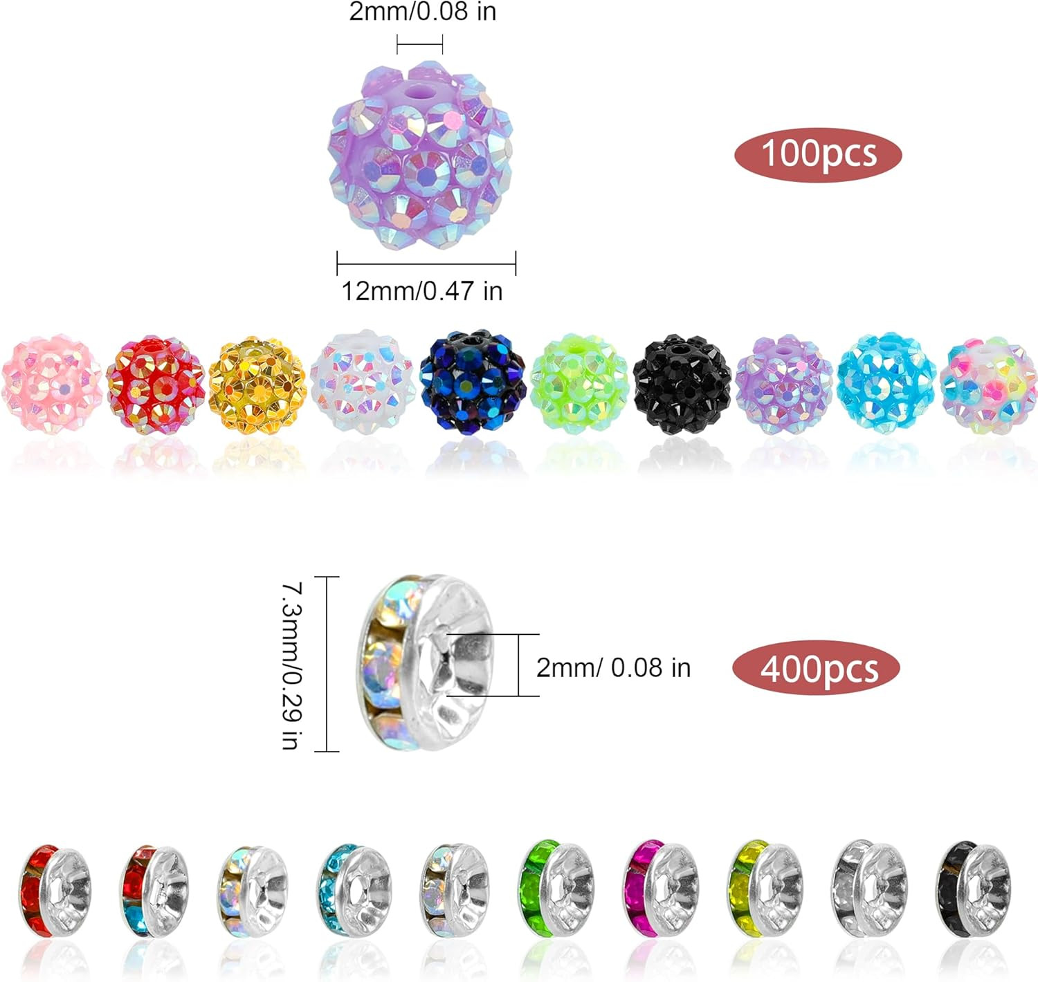 500 Pcs Beads for Pens – Focal Bead for Beaded Pens, Rhinestone Beads