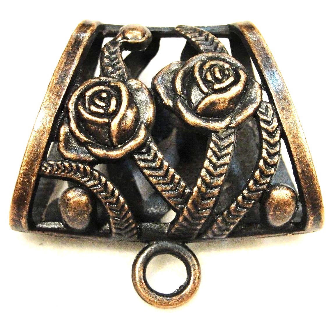 5Pcs. Huge Tibetan Antique Copper FLOWER SCARF BAILS Jewelry Findings SBA70