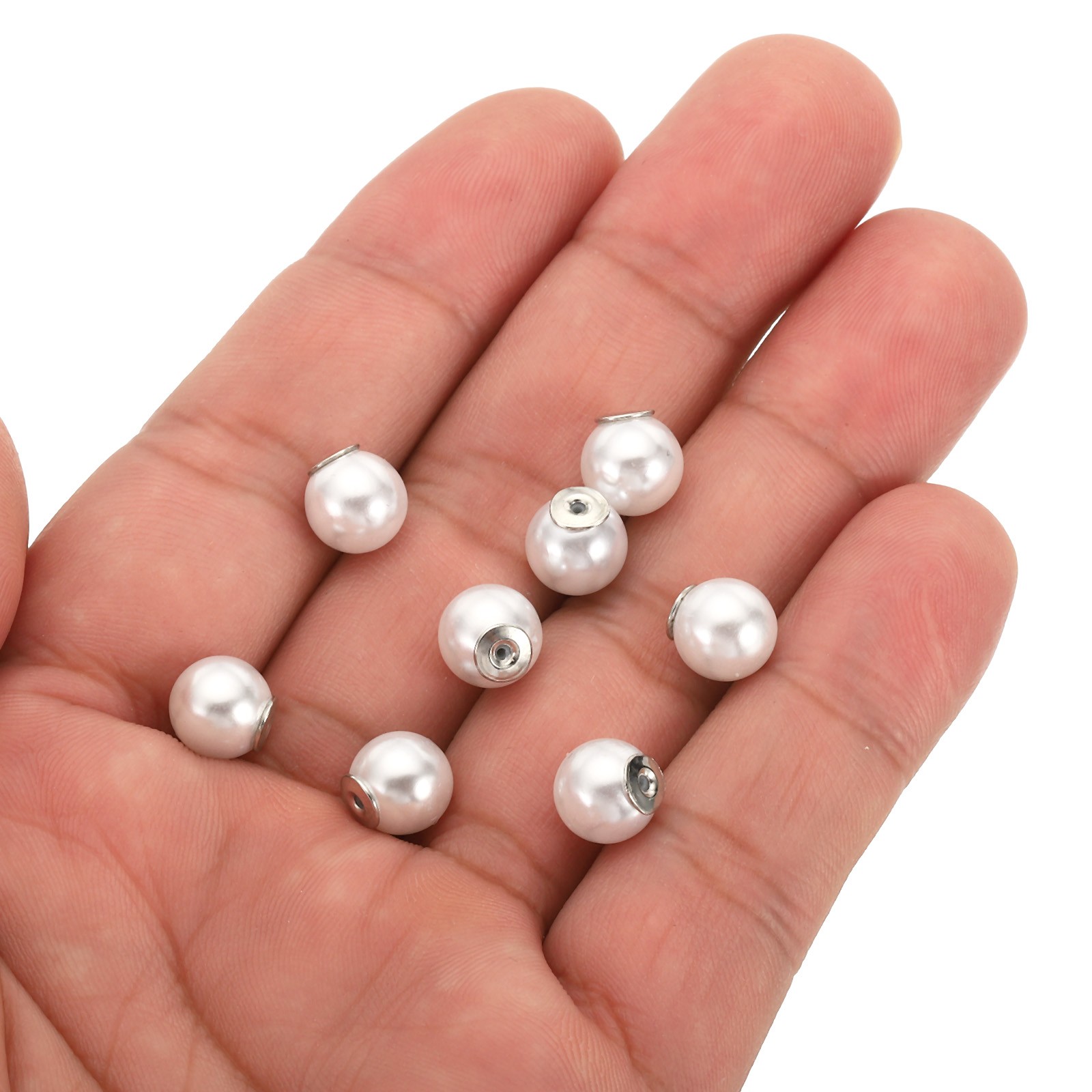 100Pcs 8mm Earring Backs Pearl Earring Backs Replacements Charm Silvery White