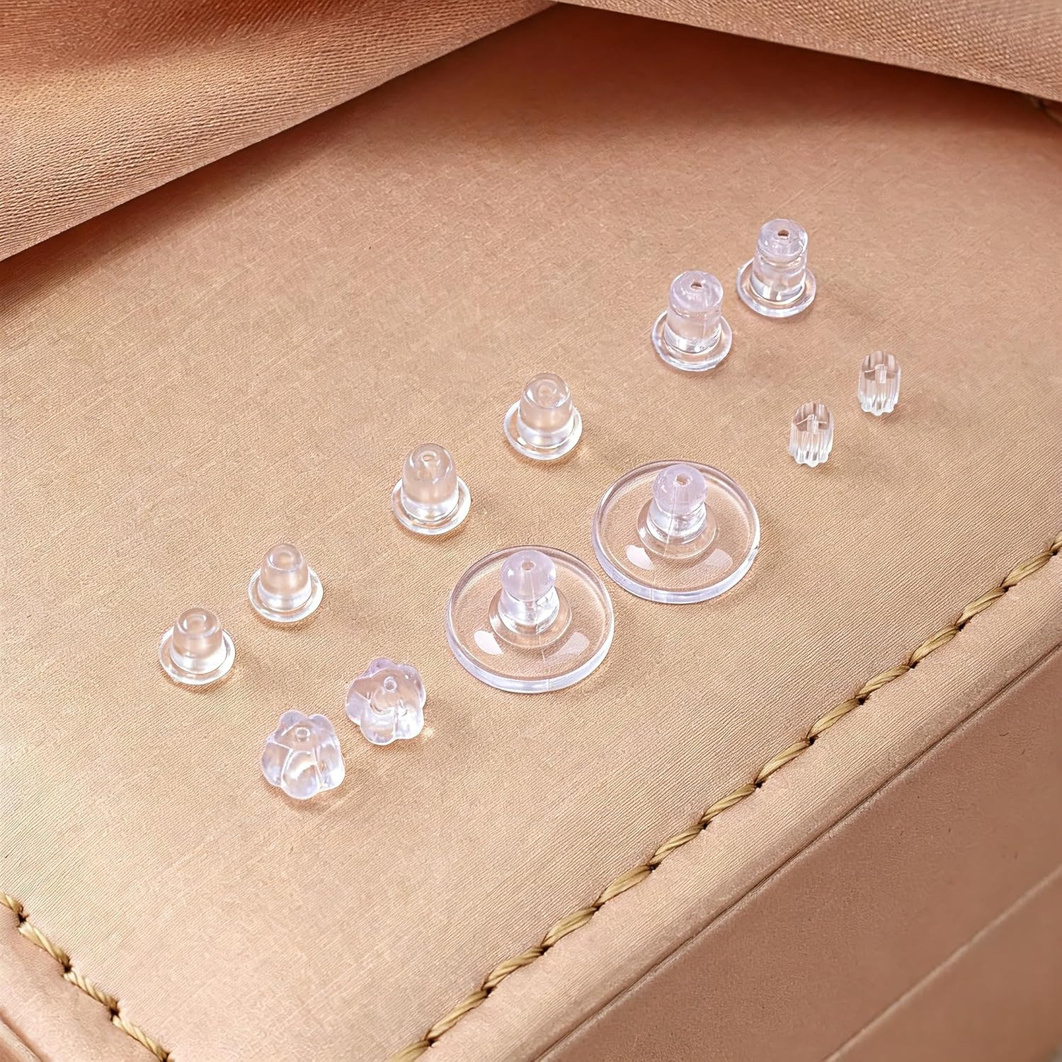 6 Styles Silicone Earring Backs for Studs, 600 Pcs Clear Soft Earring Backings H