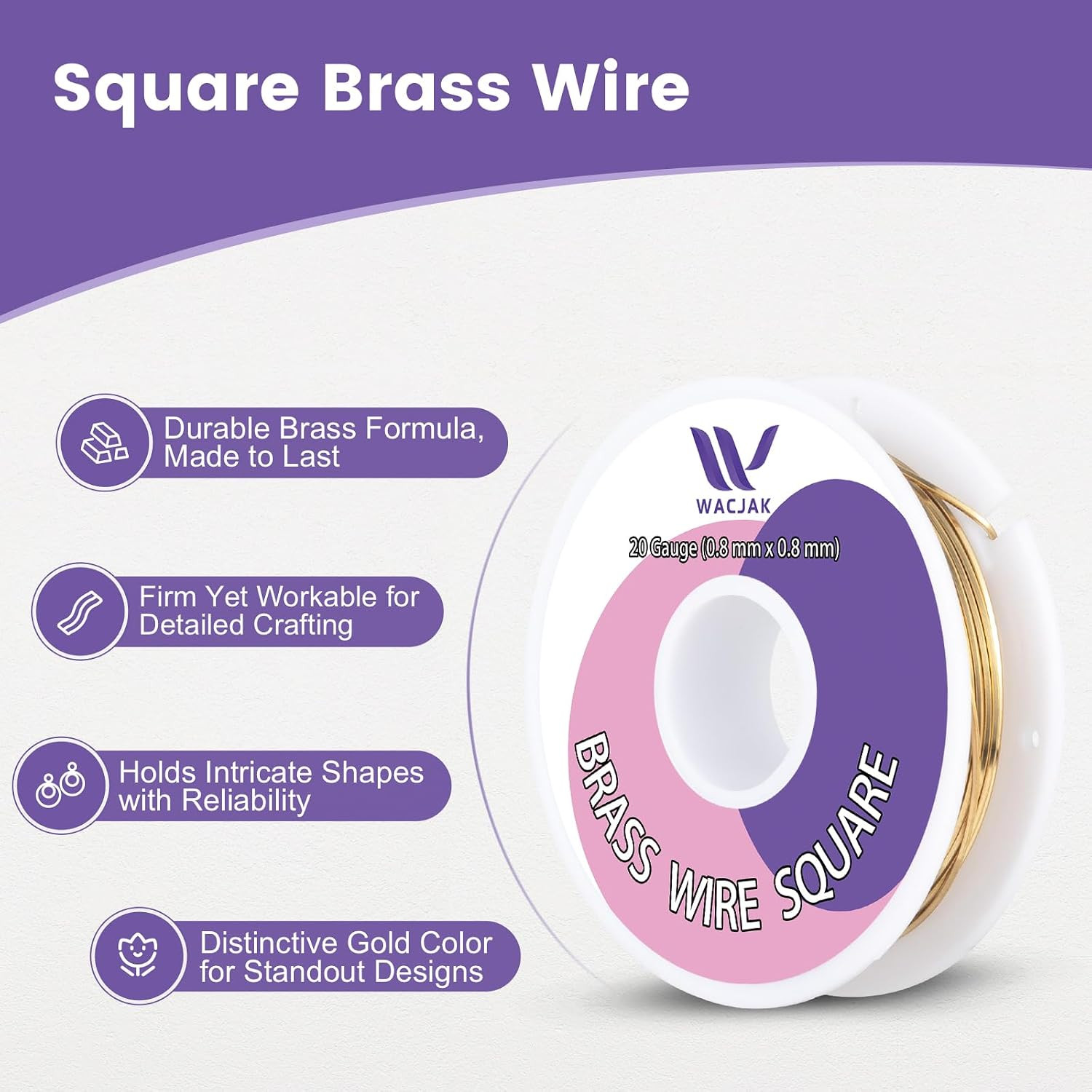 Square Brass Wire 20Ga, 30Ft – Versatile Raw Brass for Metalworking & Jewelry