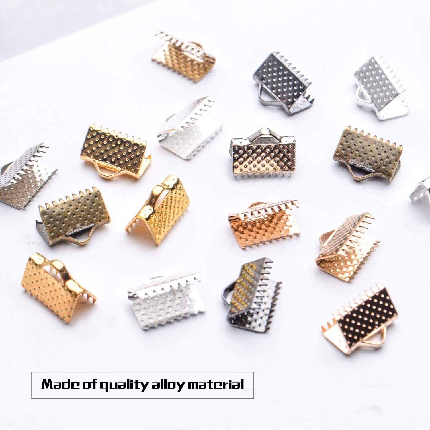Pinch Crimp Ends,600Pcs Alloy Ribbon Clamps Ends Mixed Colors Ribbon Ends Cri…