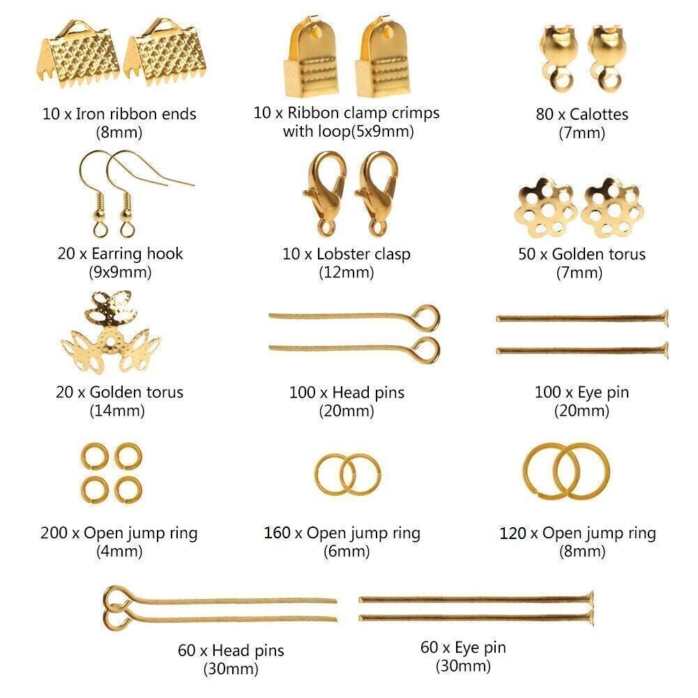 2010x Jewelry Making Supplies Kit Findings Wire Pliers Set DIY Earring Necklace