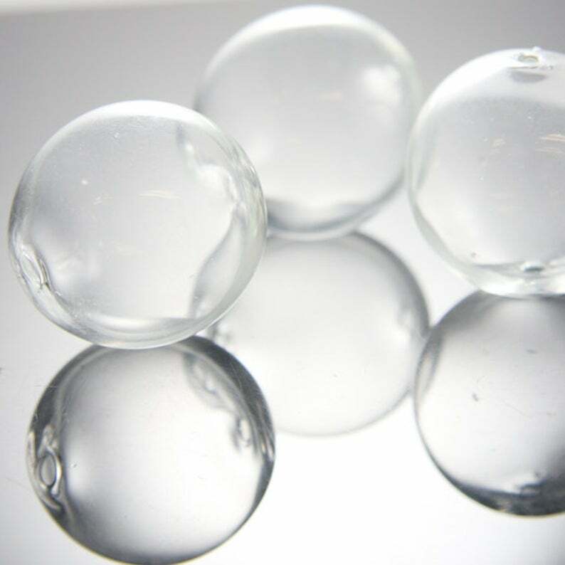 4 Pieces Hand Blown Hollow Glass Beads-Round Clear Two Hole 30mm (17H4)