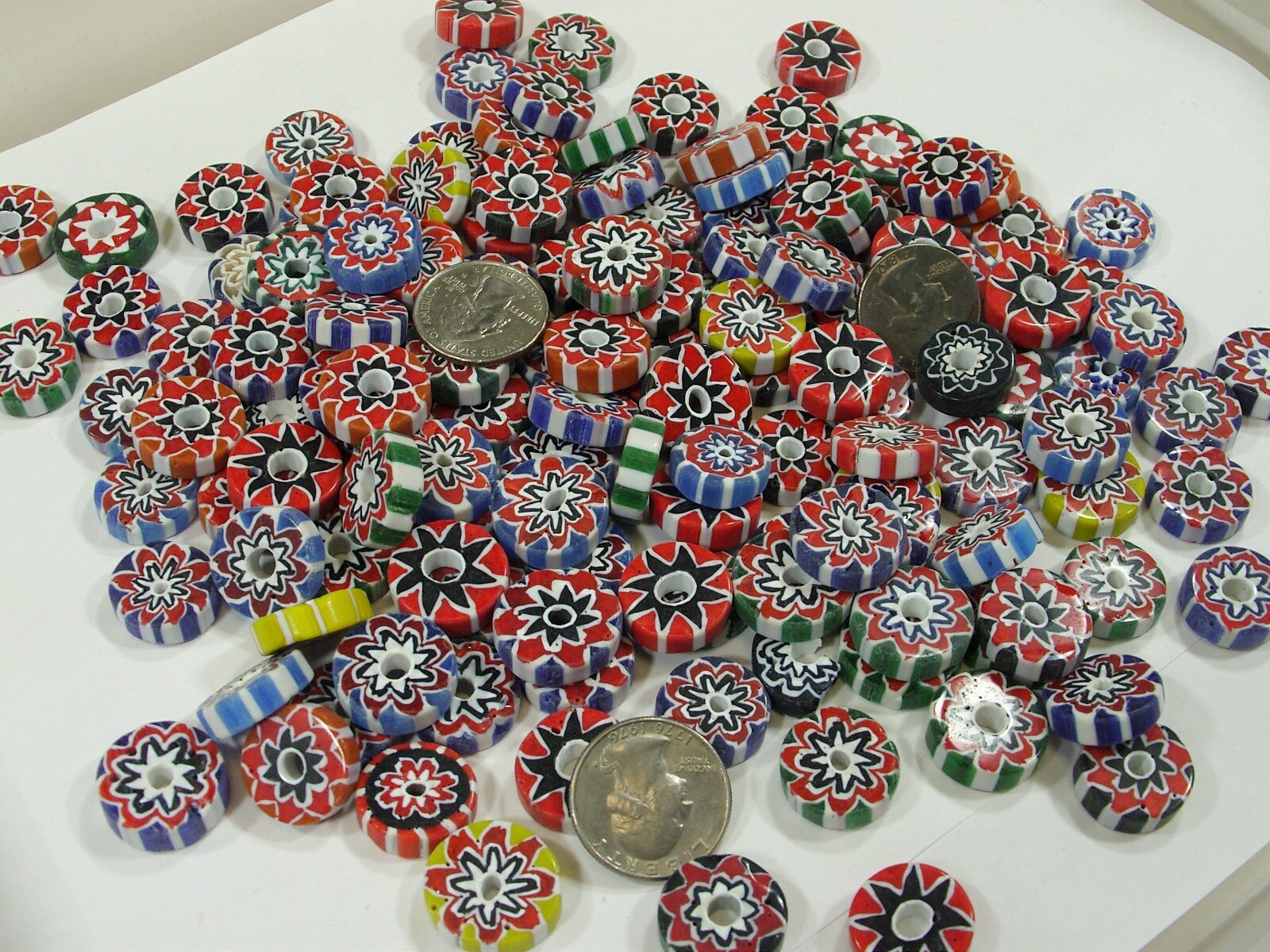 2 Pounds Assorted India Handmade Chevron Glass Beads Wholesale Bulk Lot (WC-91B)