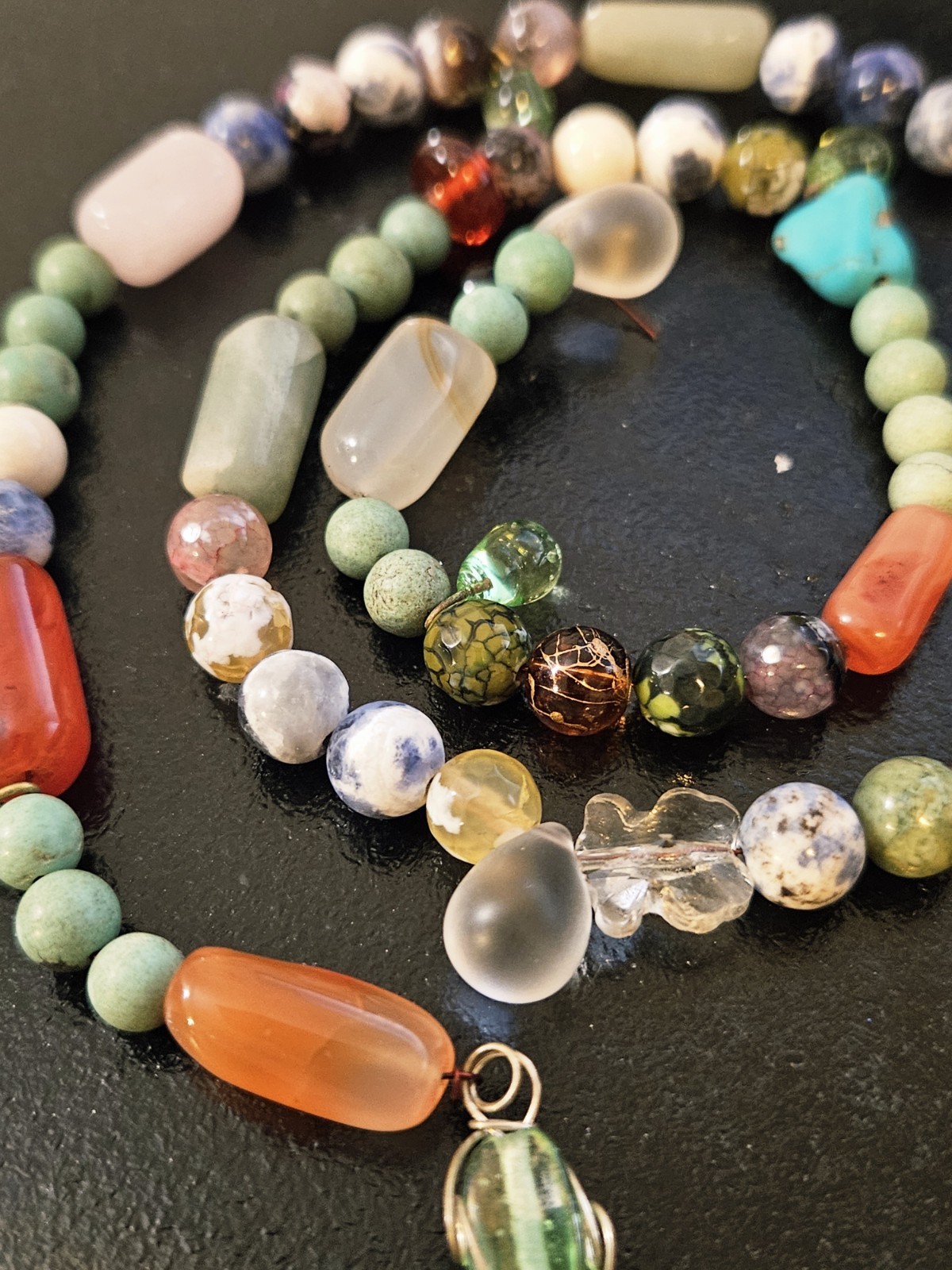 String Of Misc Vintage Gemstone Beads