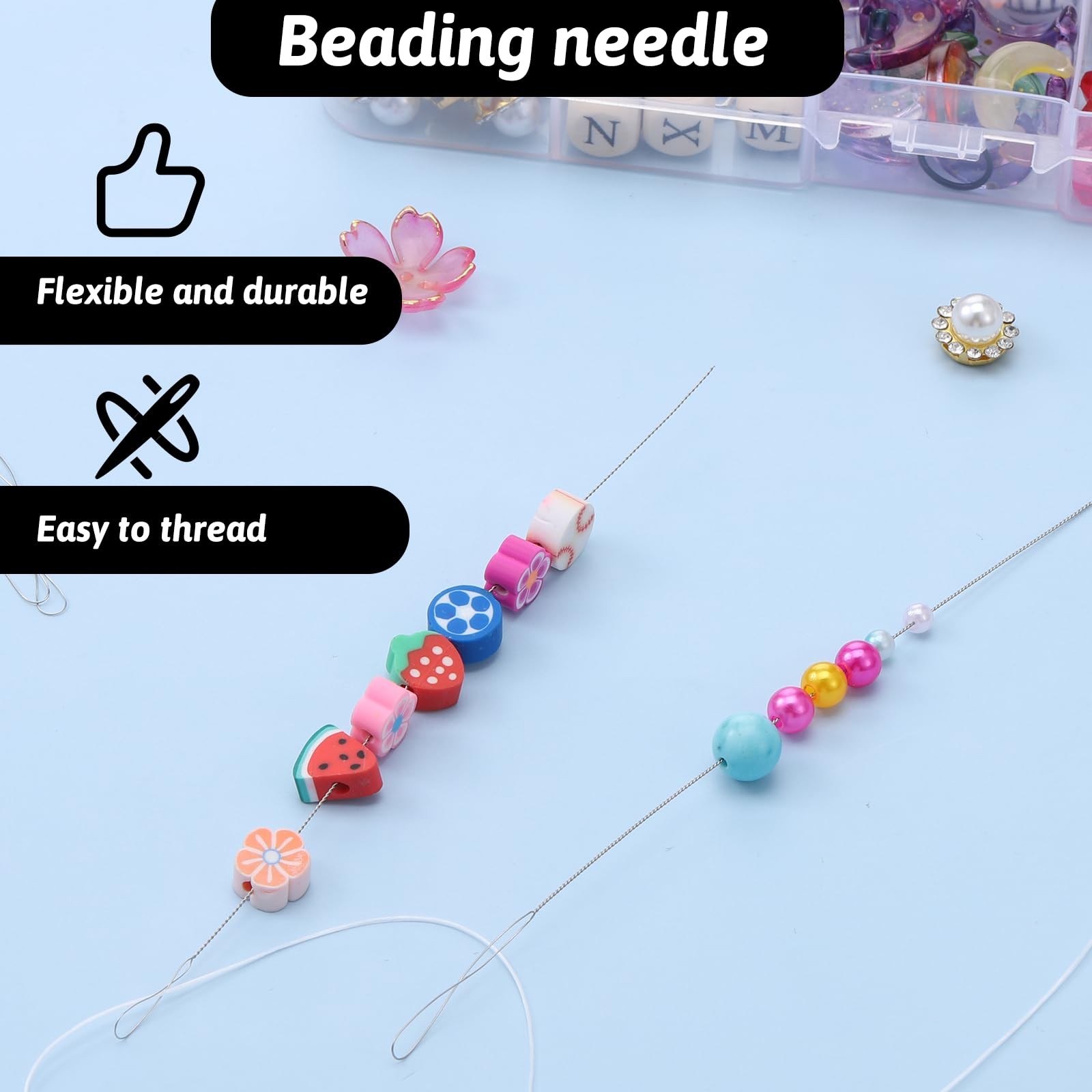 6 PCS Twisted Wire Beading Needles, 2 Sizes Bead Needle for Jewelry Making, S…