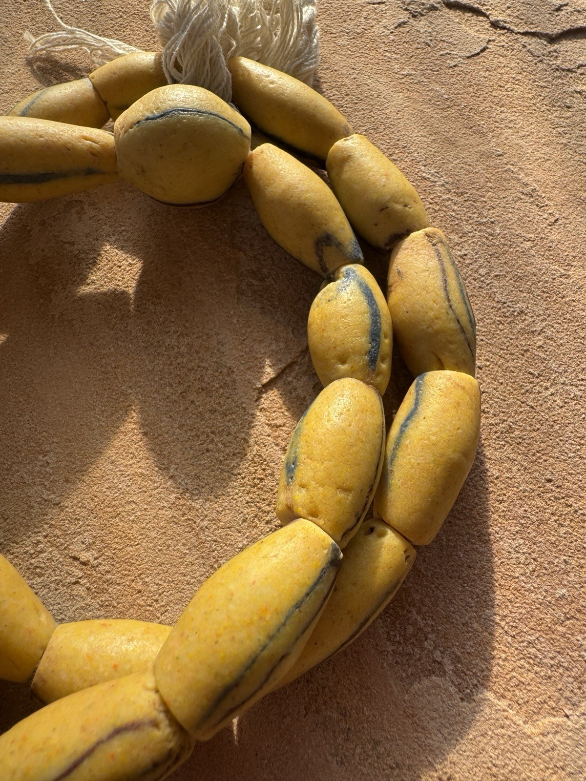 Vintage African Trade Beads Mustard Yellow Powder Glass Beads 28″ Strand