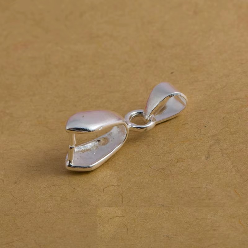 10PCS 925 Sterling Silver Bail Connector Pinch Clasp Pendant Jewelry Making DIY