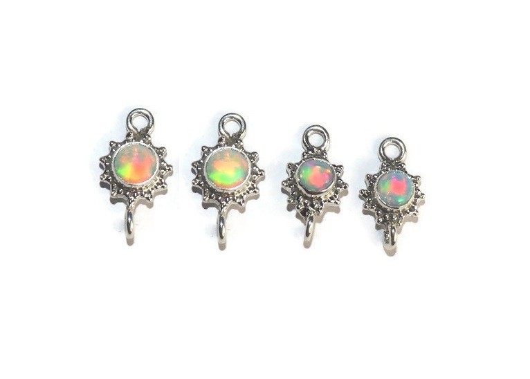 sterling silver fire opal connector for jewelry making DIY opal supplies links