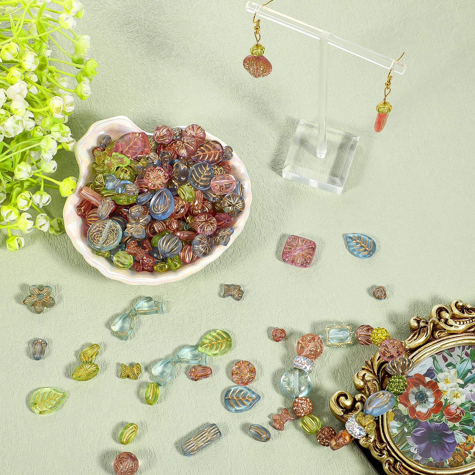 130-180 PCS Assorted Beads, Colorful Bohemia Beads for Jewelry Making, Acrylic S