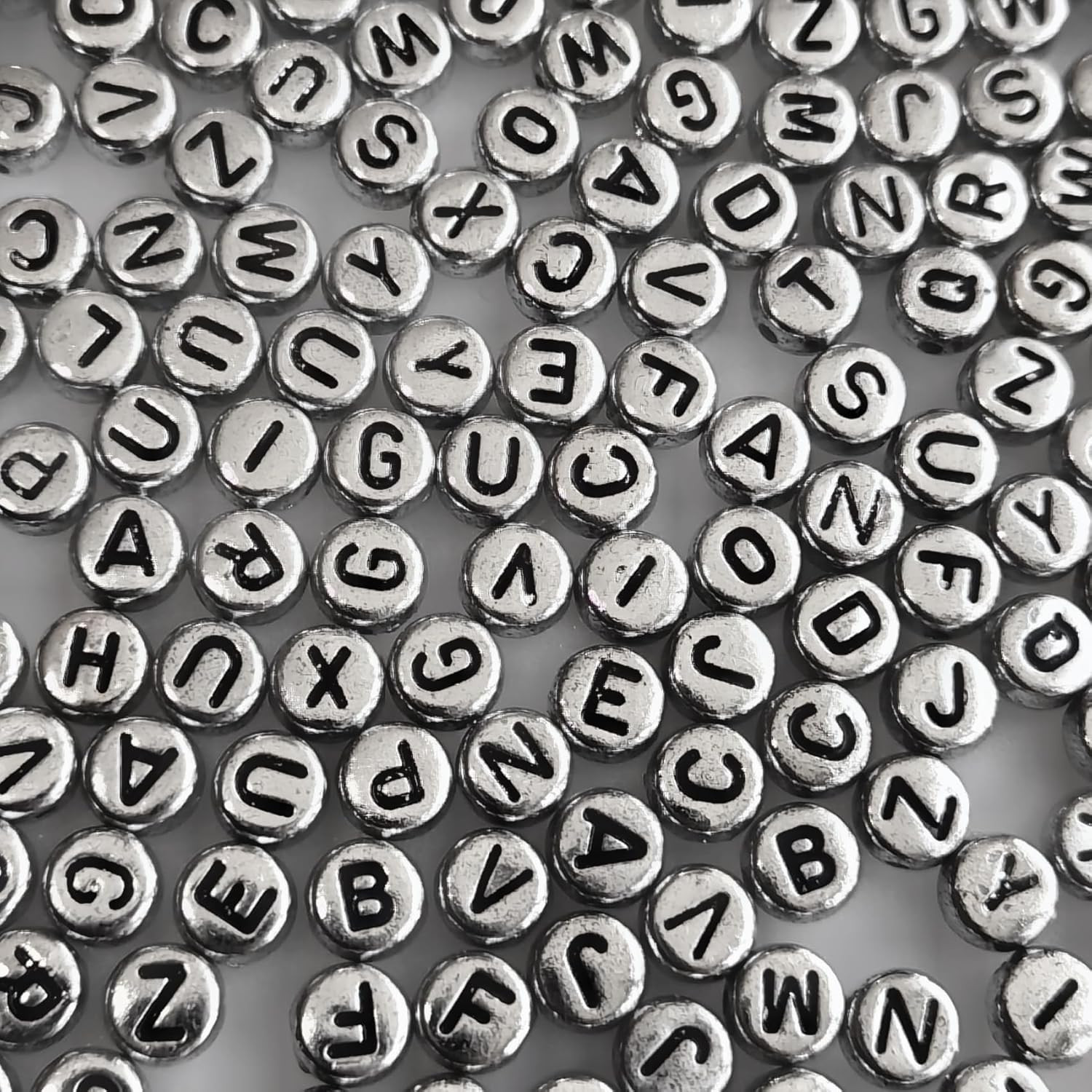 1000pcs Silver Letter Beads 4x7mm Acrylic Alphabet DIY Bracelet Craft