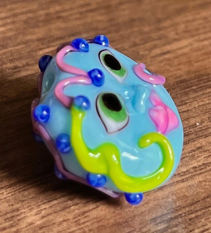 21 ct. Handcrafted Lampwork Glass Beads Moon Face Purple/Blue for Jewelry Making