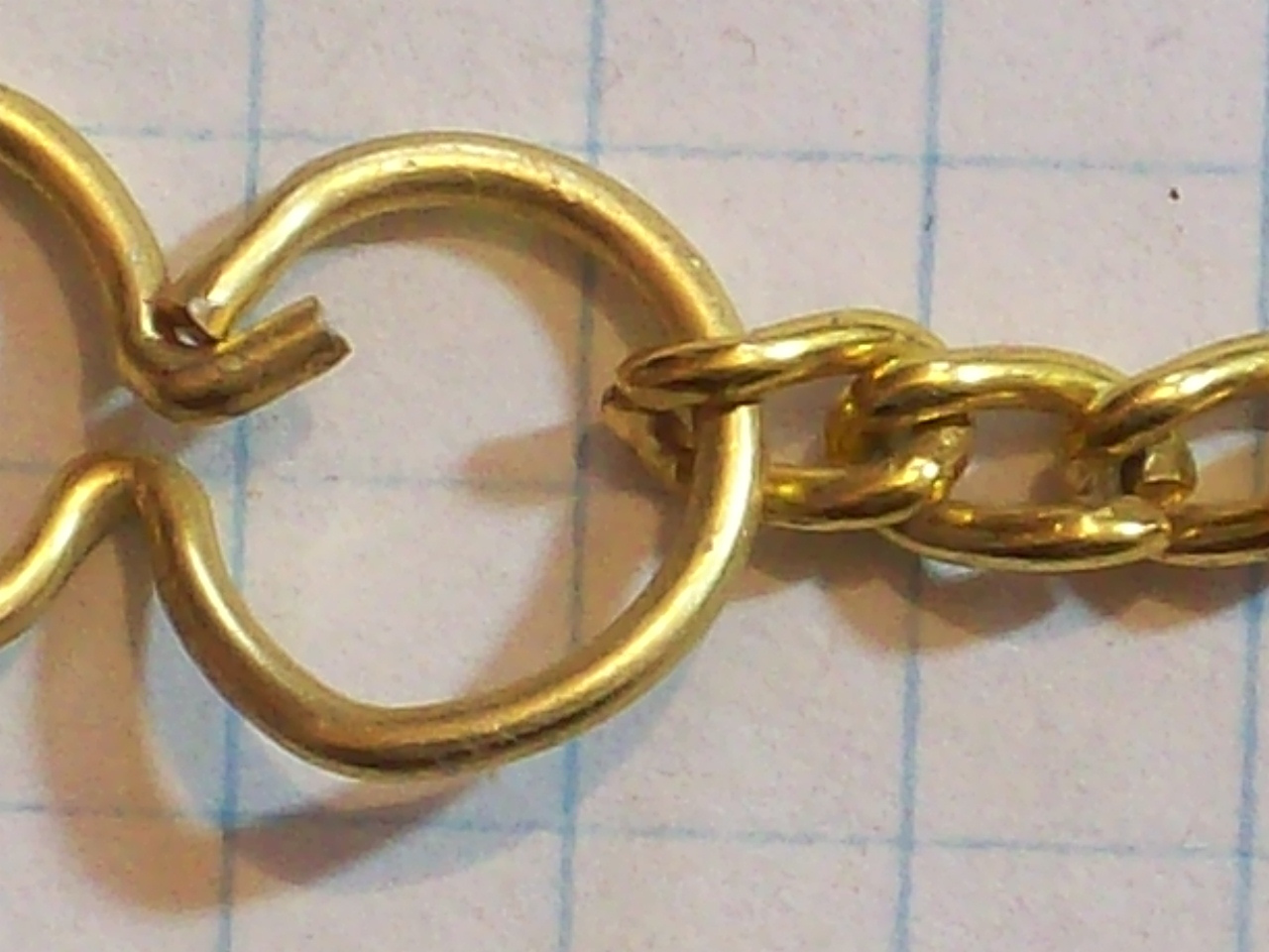 CHAIN W ONLY ALUMINUM GOLDISH PLATE LARGE FIGURE 8 LOOP ON 1 END 3 INCHES LONG *
