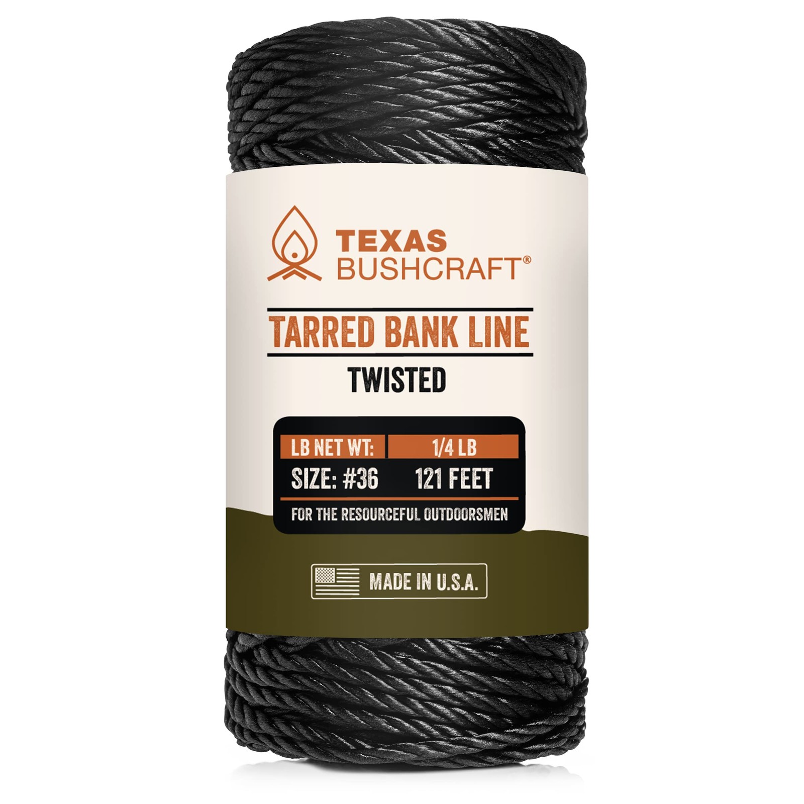 Tarred Bank Line Twine – #36 Black Nylon String for Fishing, Camping and Outd…