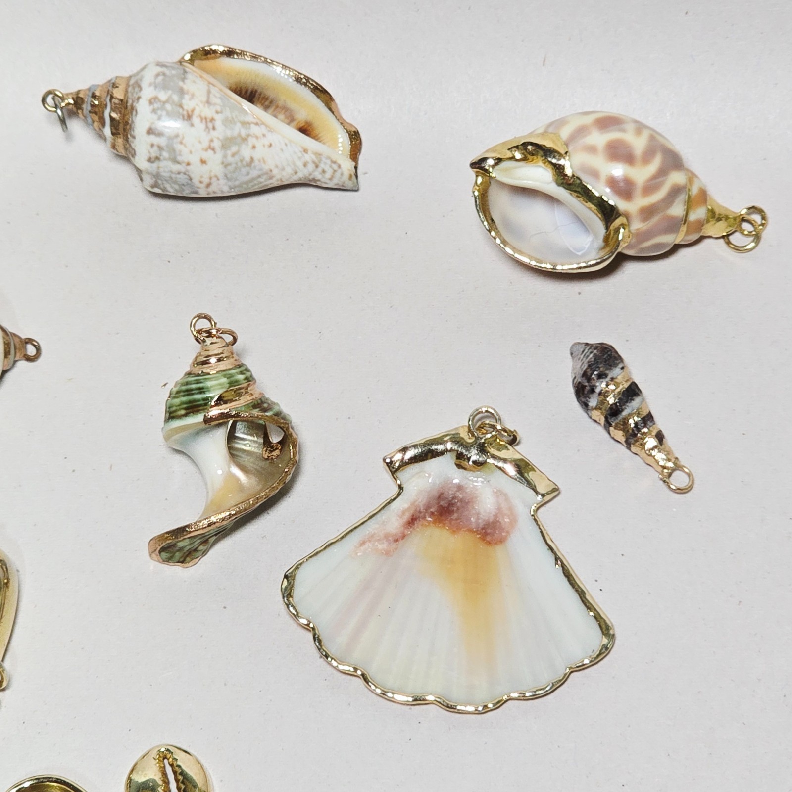 24K Gold Dipped Cowrie Shell Pendant Scallop Boho 24K Gold Dipped Charm