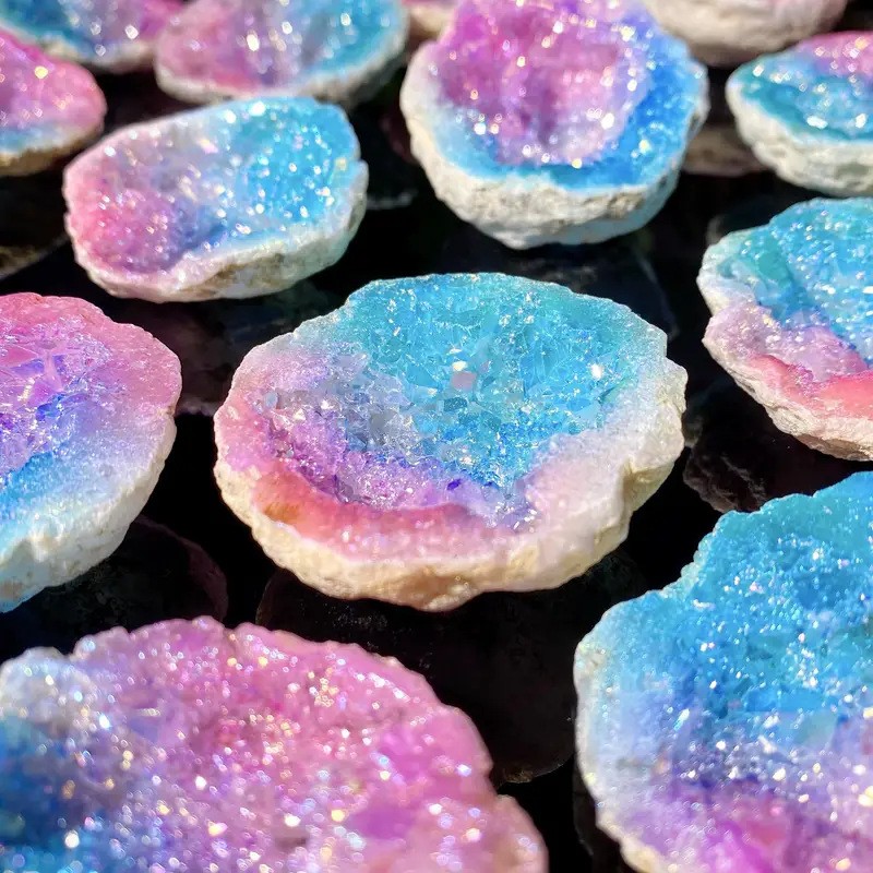 New Chinese Style Natural Crystal Geode Slice Home Desktop Art Decor Stone