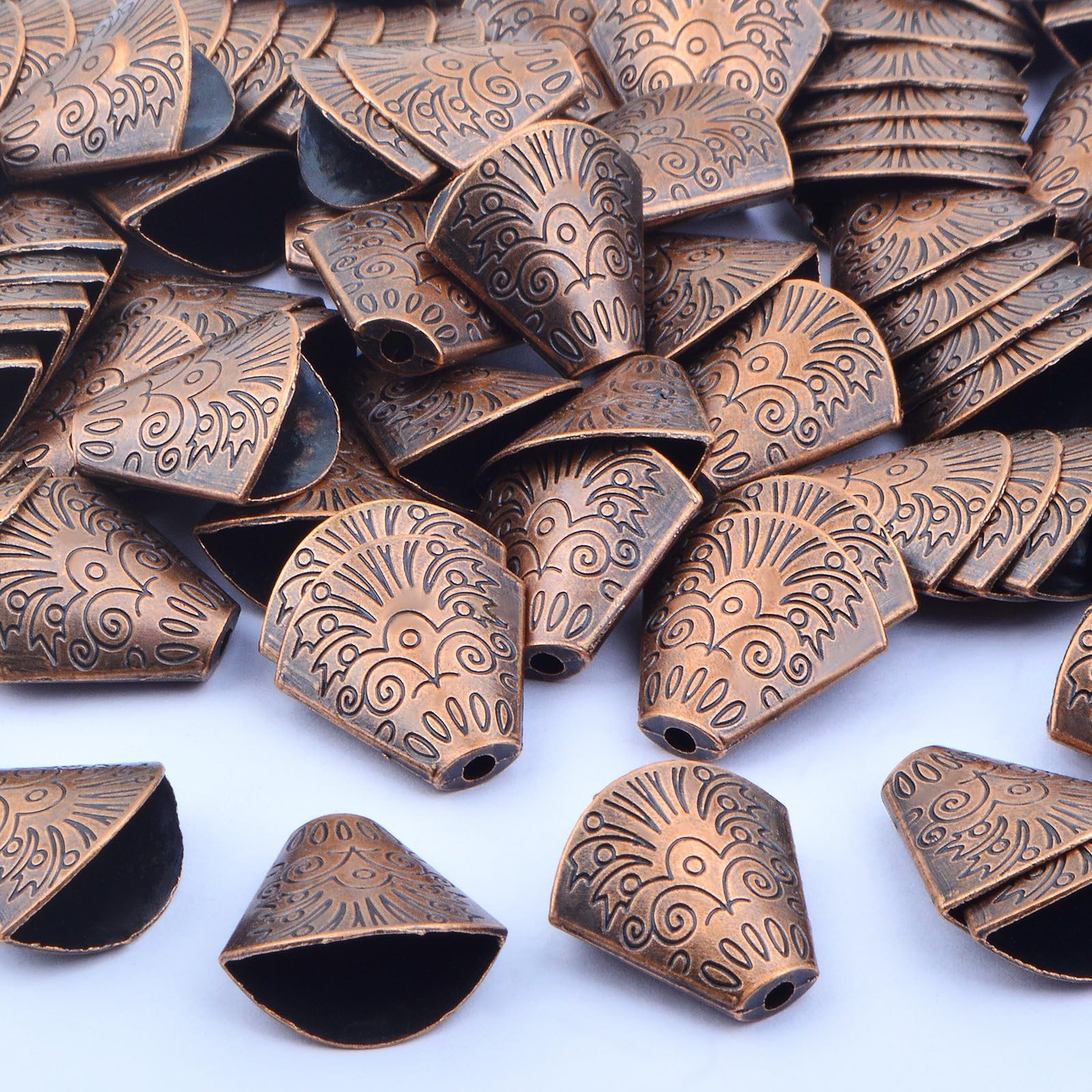 100pcs Antique Red Copper Bead Cone End Caps Tibetan Alloy Spacer Bead Caps C…
