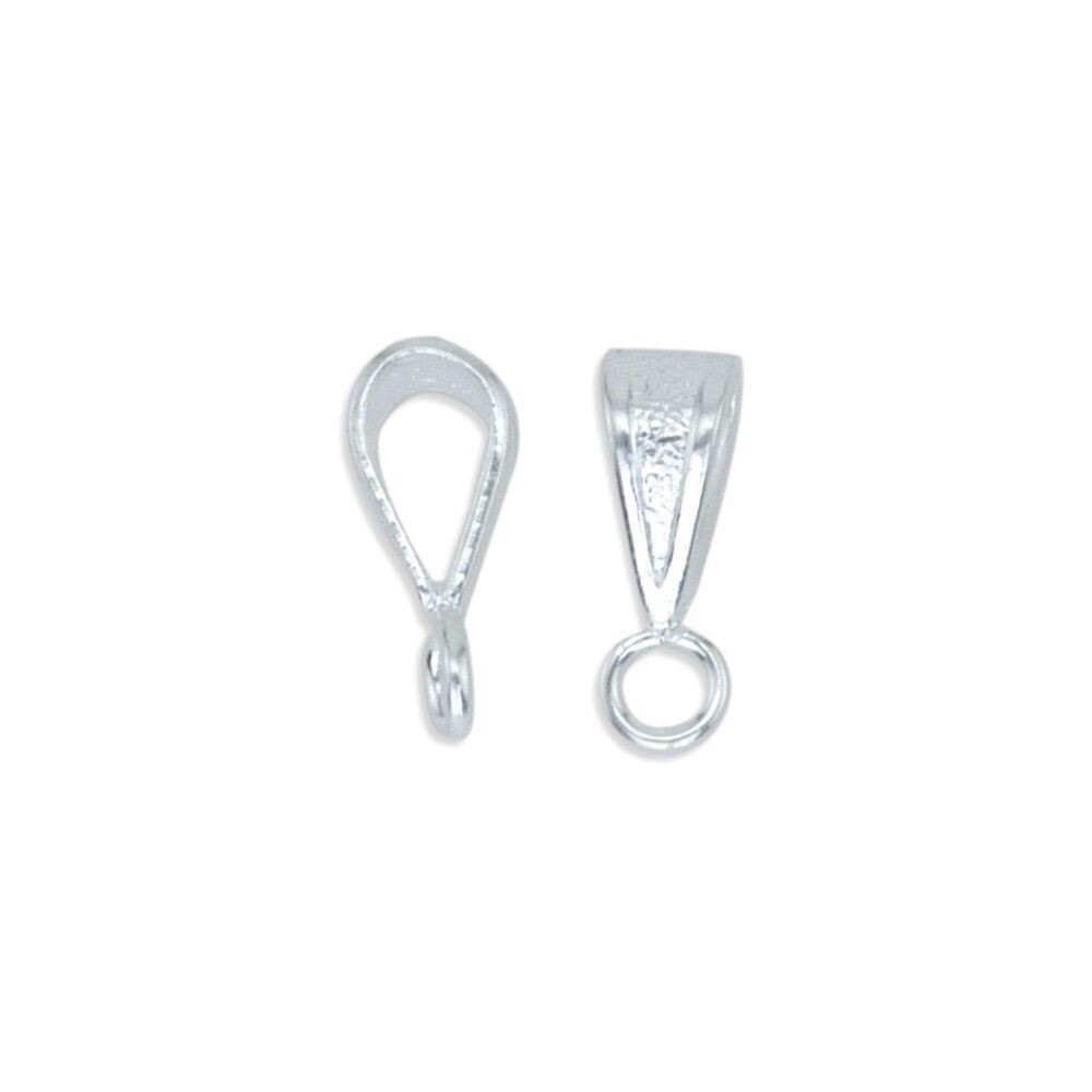Bail, 10 Beadalon Silver Plated Brass 10mm Textured Fancy Pendant Slide On Bails