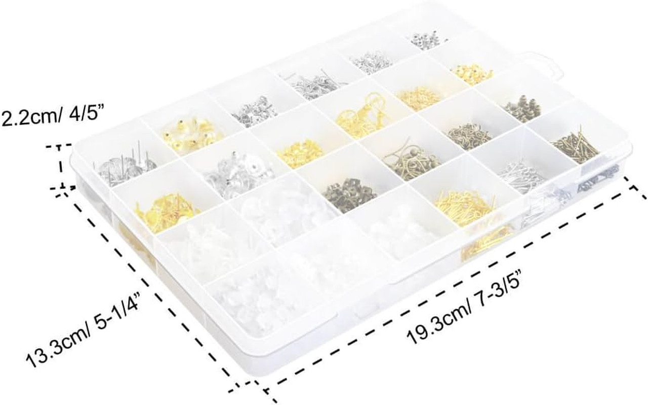 2400Pcs Earring Making Supplies Kit with 24 Style Earring Hooks, Earring Backs,