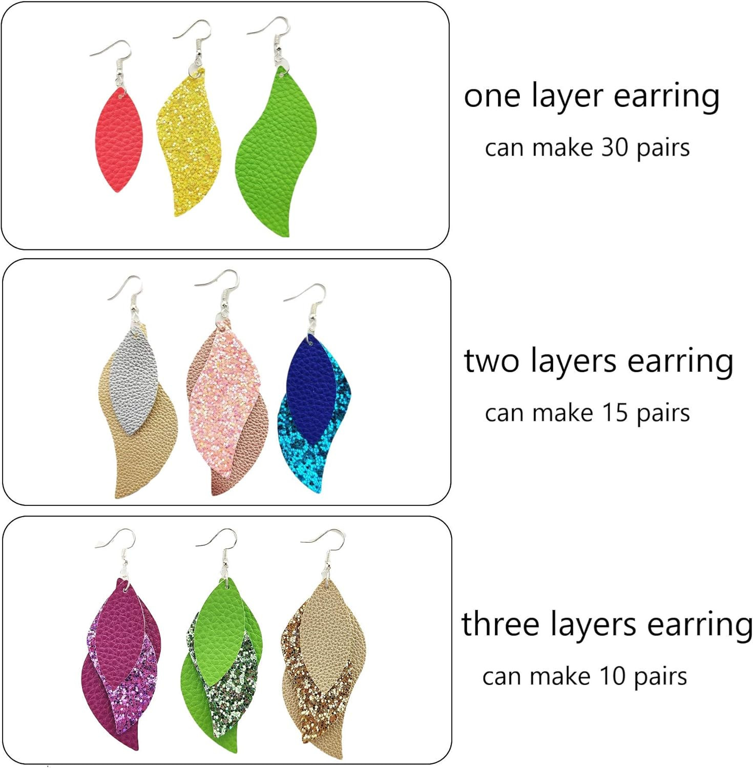 181 Pcs Leaf Faux Leather Earrings Making Kit for Beginner, Contains 60 Pre Cut