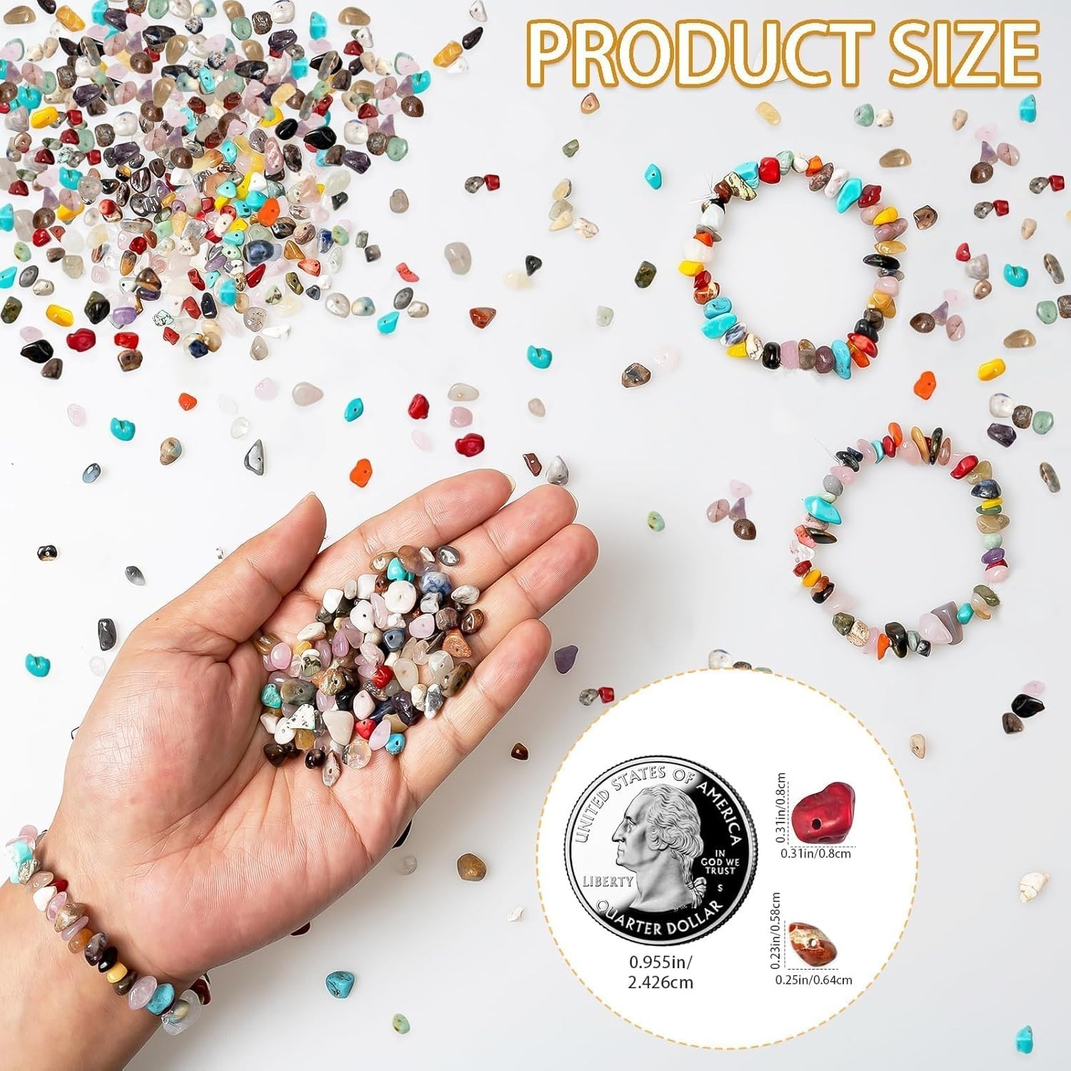 500pcs Natural Chip Stone Beads – Multicolor Gemstones for DIY Jewelry & Crafts