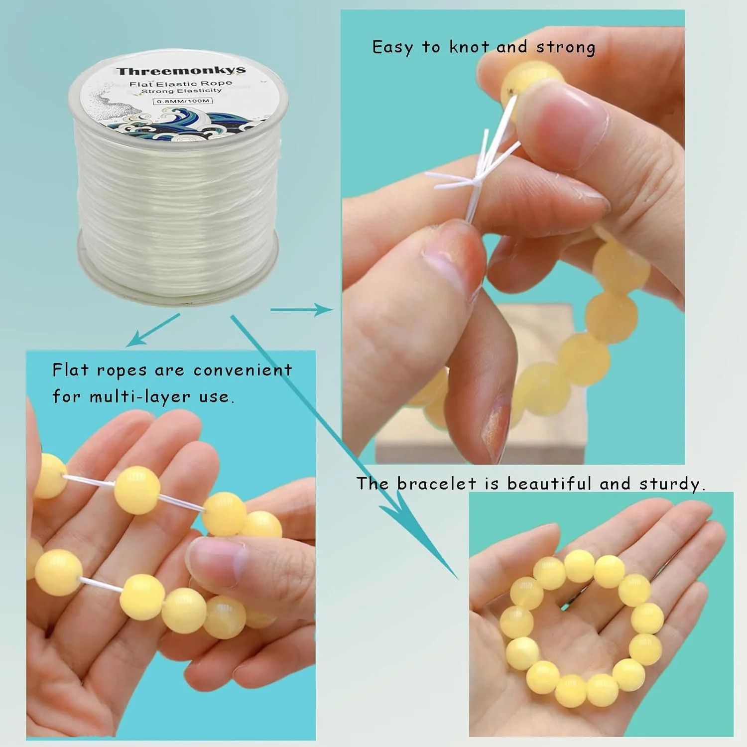 Flat Elastic Line 0.8 mm Elastic Bracelet Rope Bead Rope for String Jewelry Prod