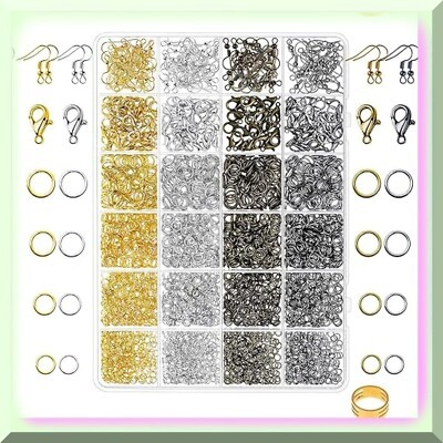 Jewelry Repair Kit with Jump Rings, Clasps, Earring Hooks