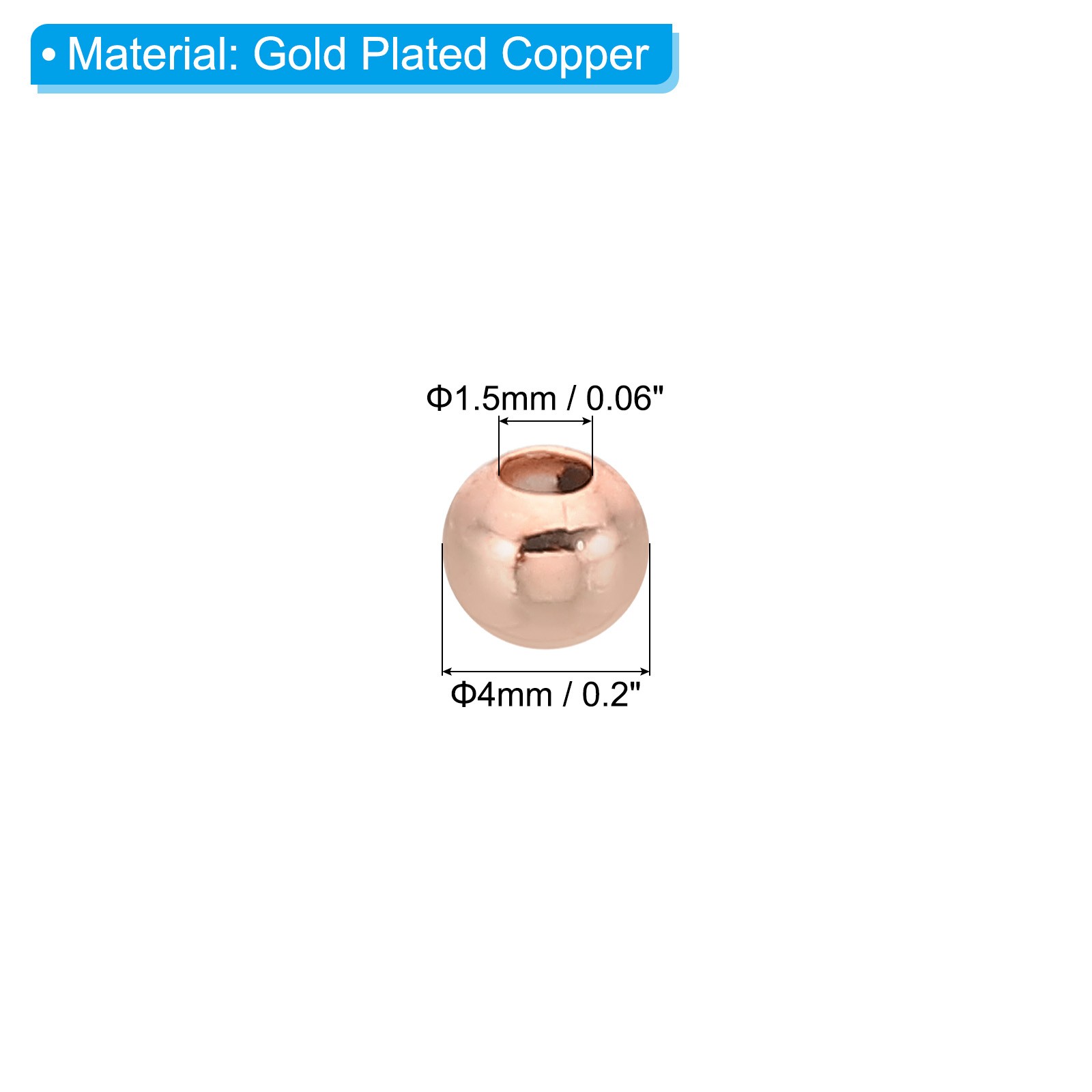 4mm Gold Filled Spacer Beads for Jewelry Making, 100 Pack, Rose Gold