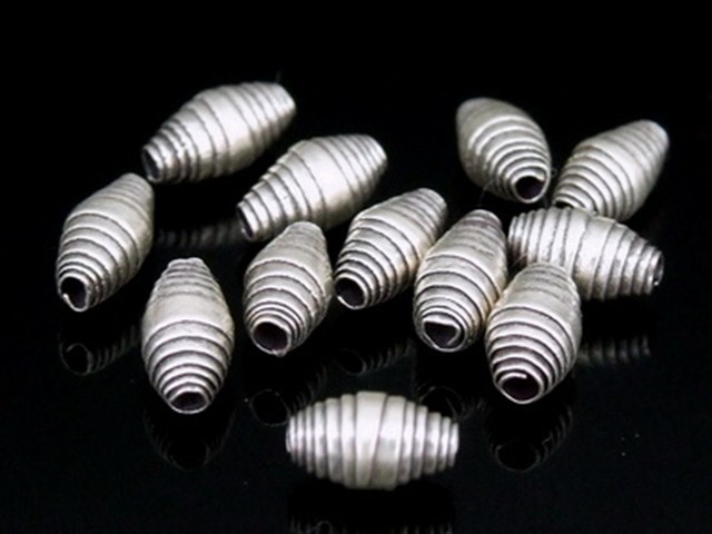 Silver beads Karen hill tribe handmade silver small Wrap Bicone bead