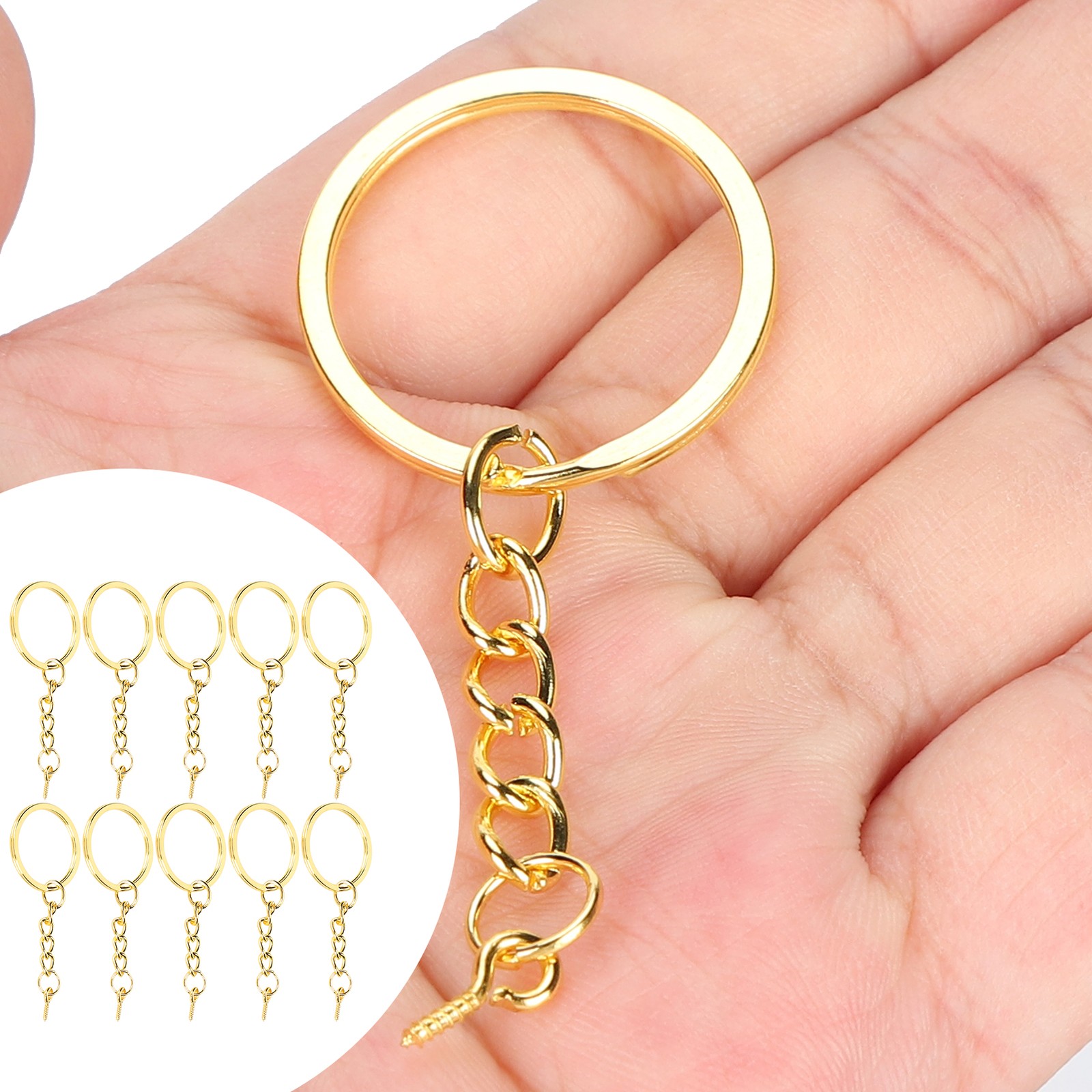 10pcs Alloy Key Chain Ring Parts For DIY Keychains Easy To Use