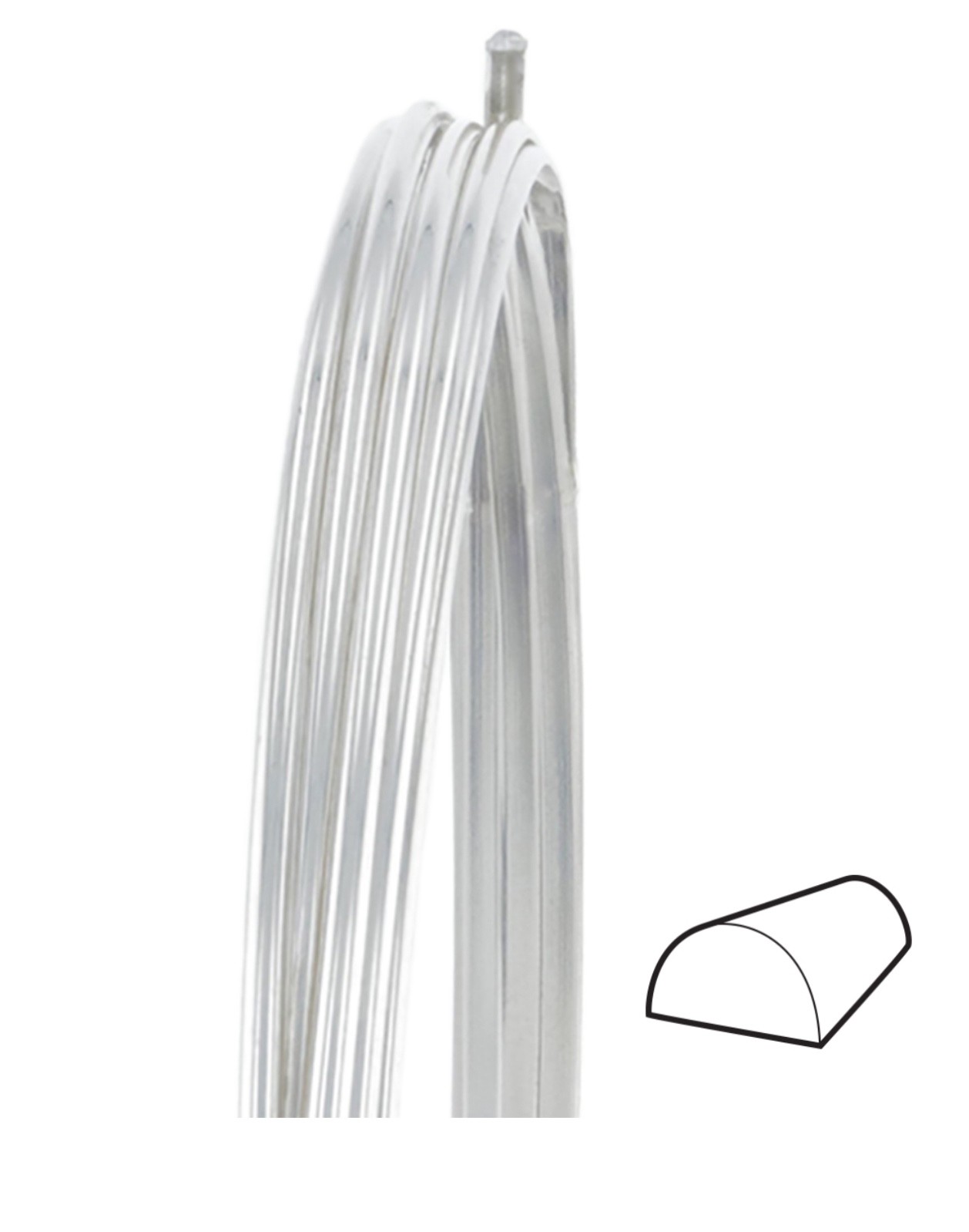 940 Argentium Sterling Silver Wire- Half Round- Dead Soft- 10 Gauge- 1 ft