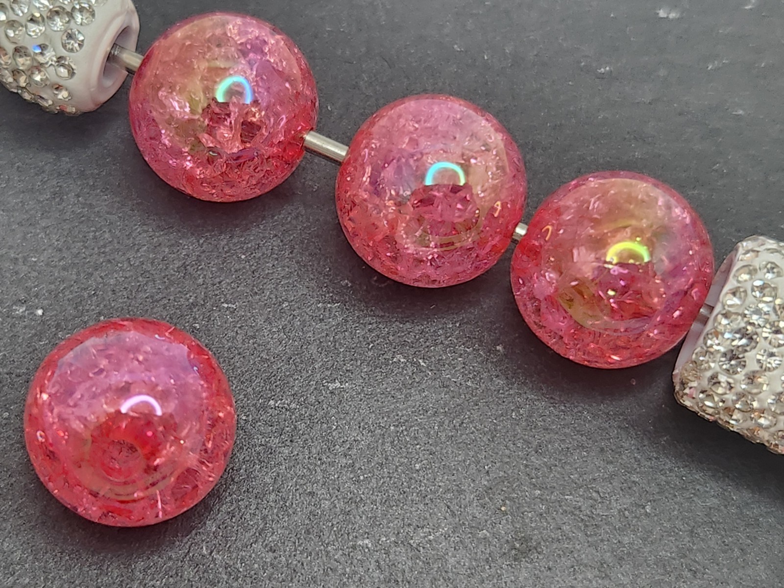 16mm Acrylic CRACKLE Beads YOU PICK!! – Pack of 12- Beadable DIY Pens Keychains