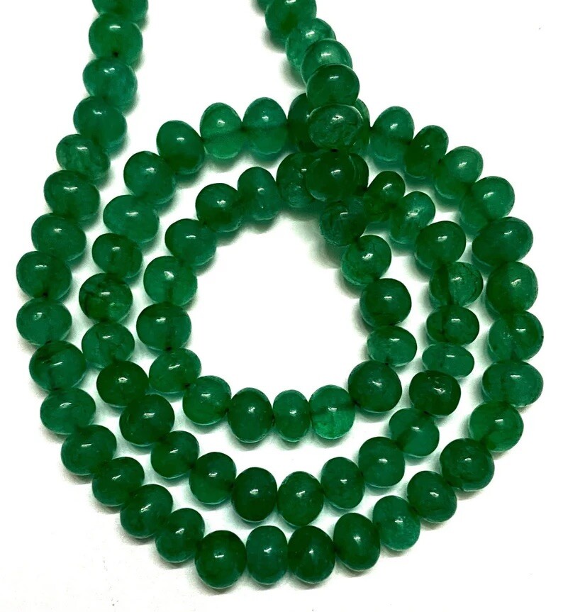 AAA+ Natural Green Barrel Smooth Rondelle Beads 6-7 mm Green Barrel Gemstone