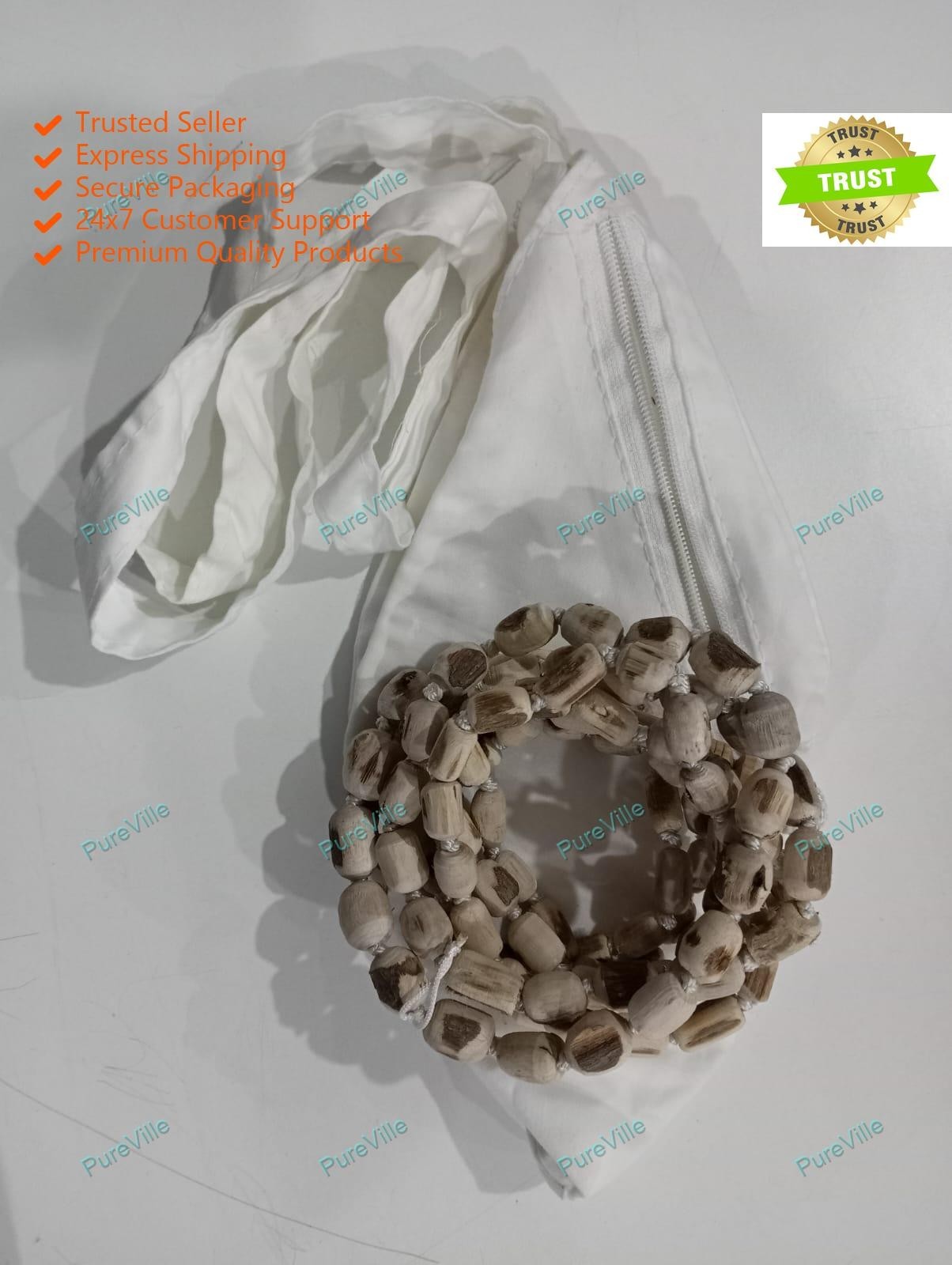 New 108 Beads Jaap Mala With White Gomukhi Bag Tulsi Jaap used in Hinduism