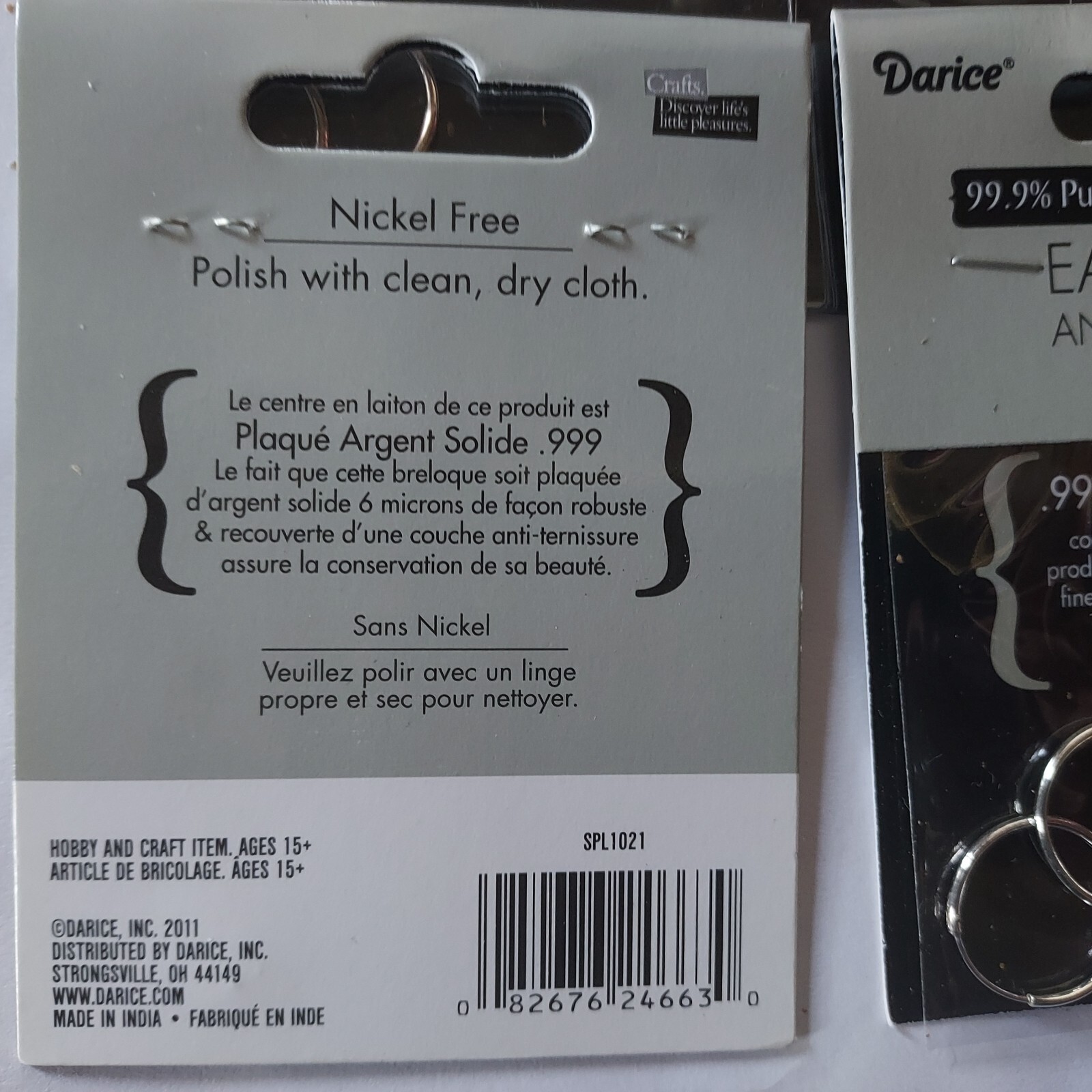 Ear Hoops 99.9% Pure Silver Plated 8 packages (2 per package) Anti-tarnish