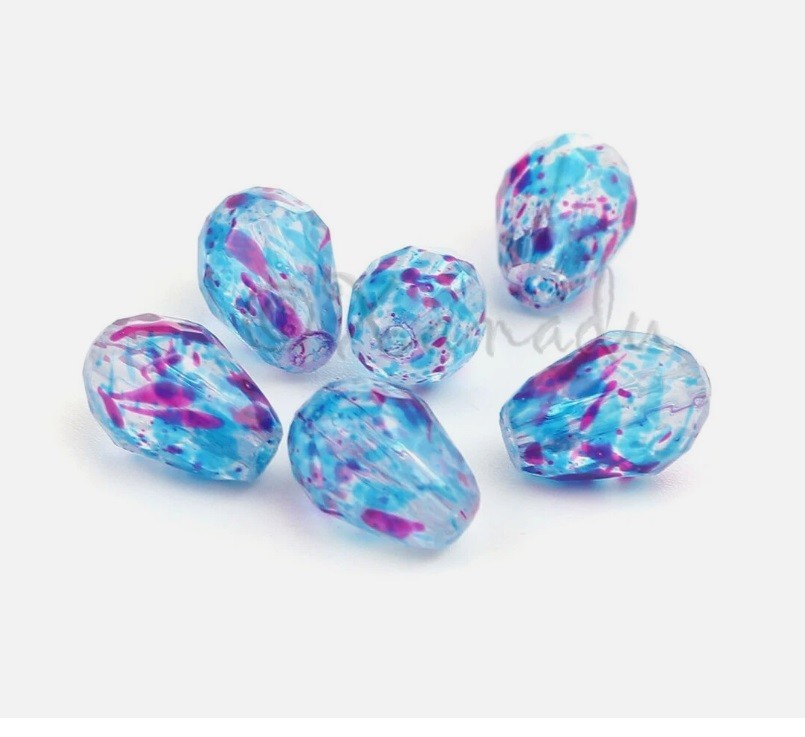 Pink Teardrop Glass Beads 11mm Hot Pink Red Faceted Beads G9648 – 10, 20, 50PCs