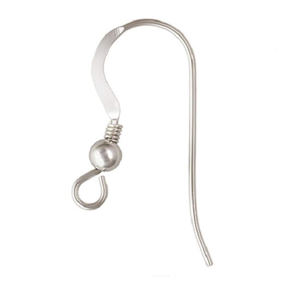 10 Pieces (5 Pairs) Solid Sterling Silver .925 Flat French Hook Ear Wires w/Coil