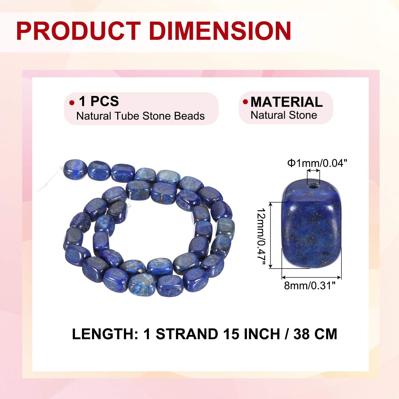 Natural Stone Gemstone Beads 15″ 12x8mm Cuboid Spacer Bead, Dark Blue
