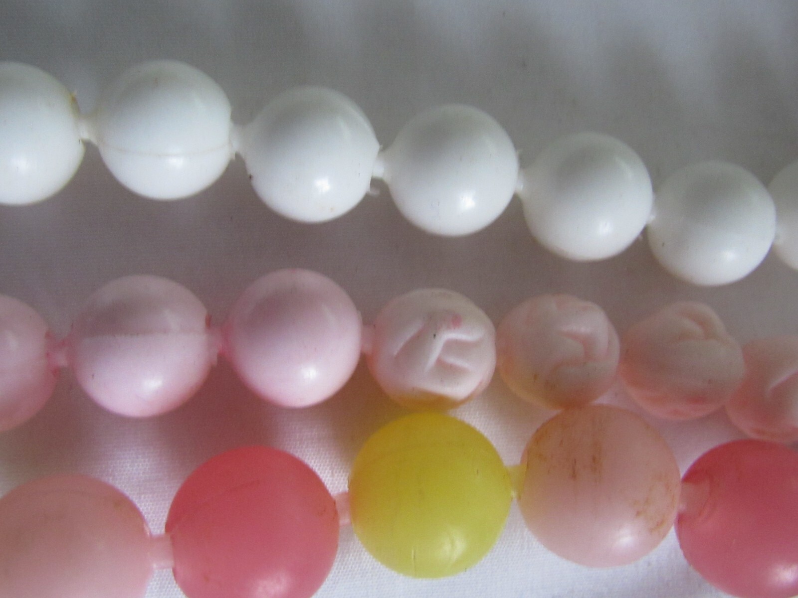 Collection of Vintage Plastic Pop Beads Various Colors & Sizes as Shown
