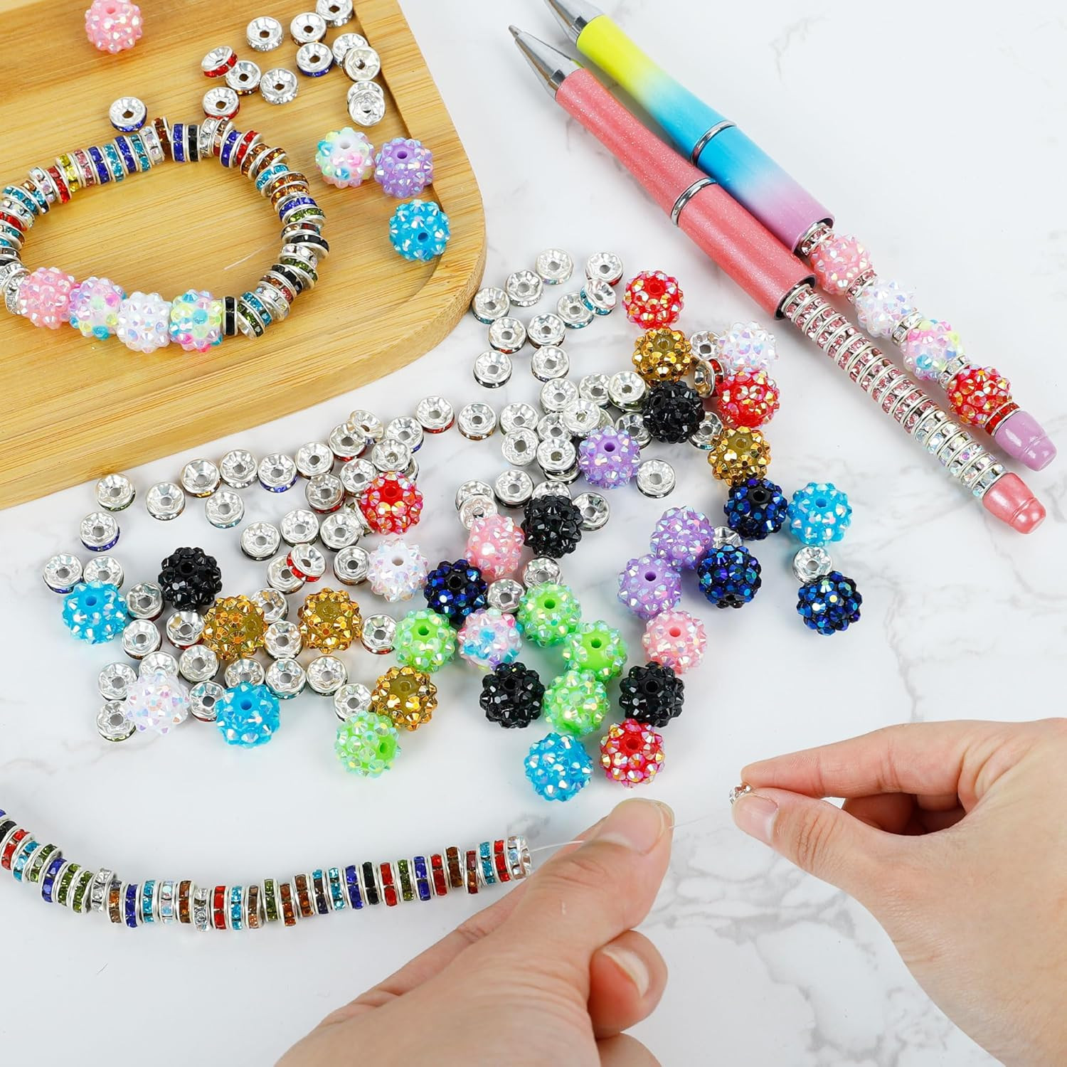 500 Pcs Beads for Pens – Focal Bead for Beaded Pens, Rhinestone Beads