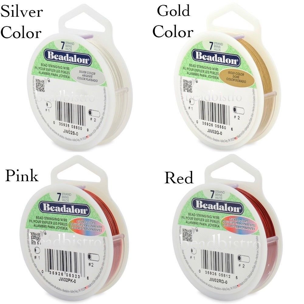 Beadalon 7 STRAND Bead, Gem Stringing Flex Wire (Various Colors + Sizes)